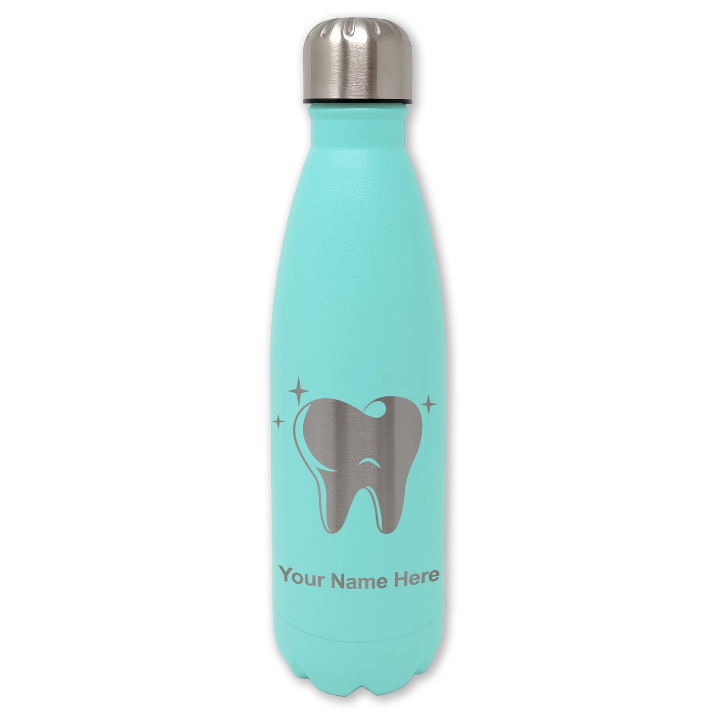 LaserGram Double Wall Water Bottle, Tooth, Personalized Engraving Included