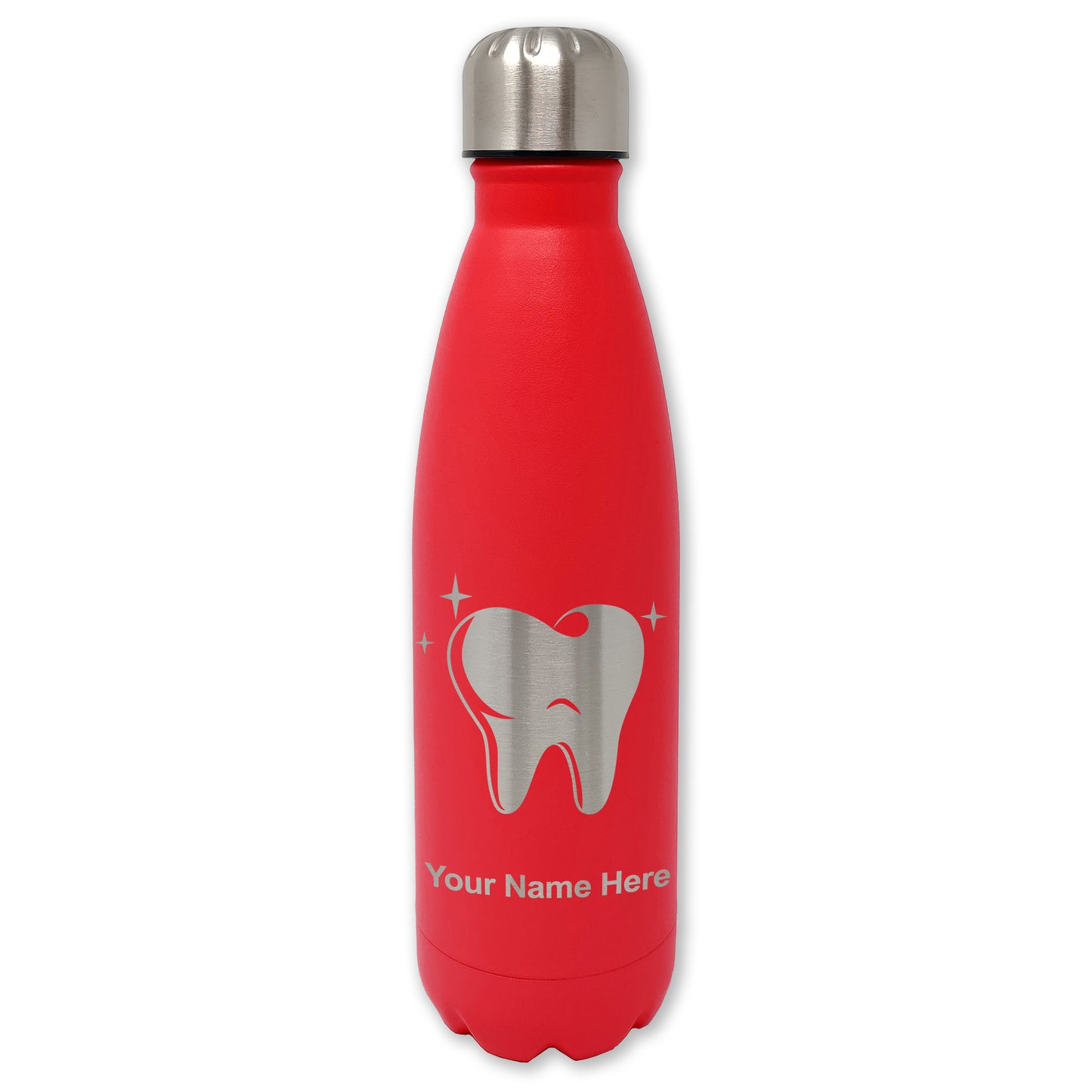 LaserGram Double Wall Water Bottle, Tooth, Personalized Engraving Included