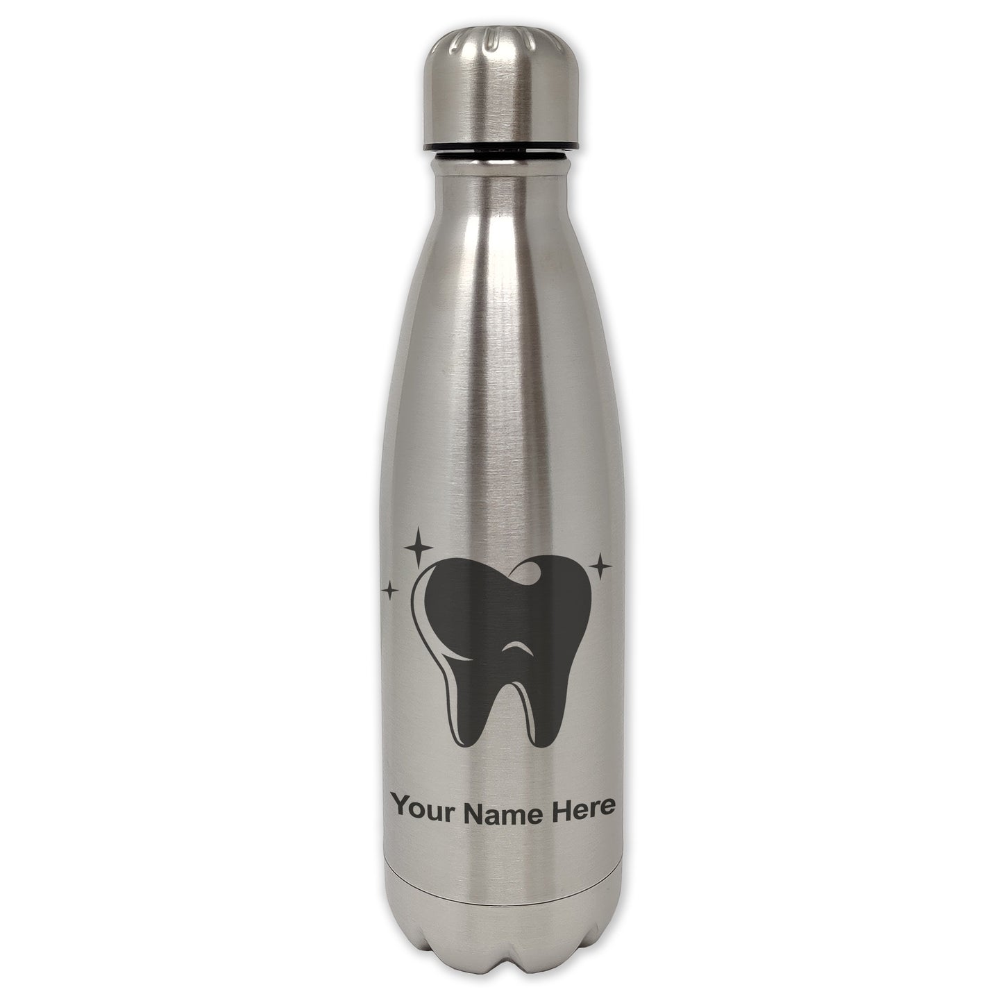 LaserGram Double Wall Water Bottle, Tooth, Personalized Engraving Included