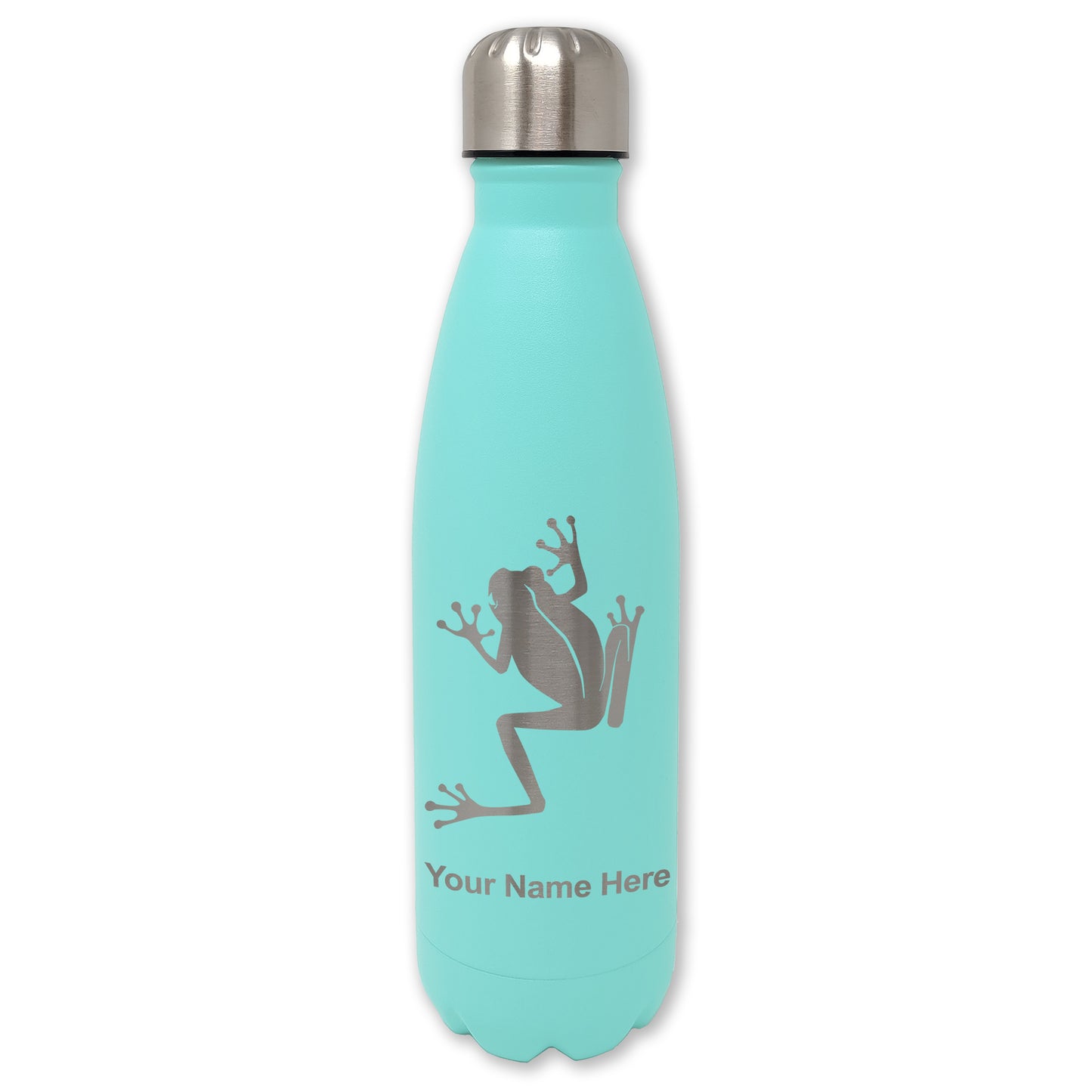 LaserGram Double Wall Water Bottle, Tree Frog, Personalized Engraving Included
