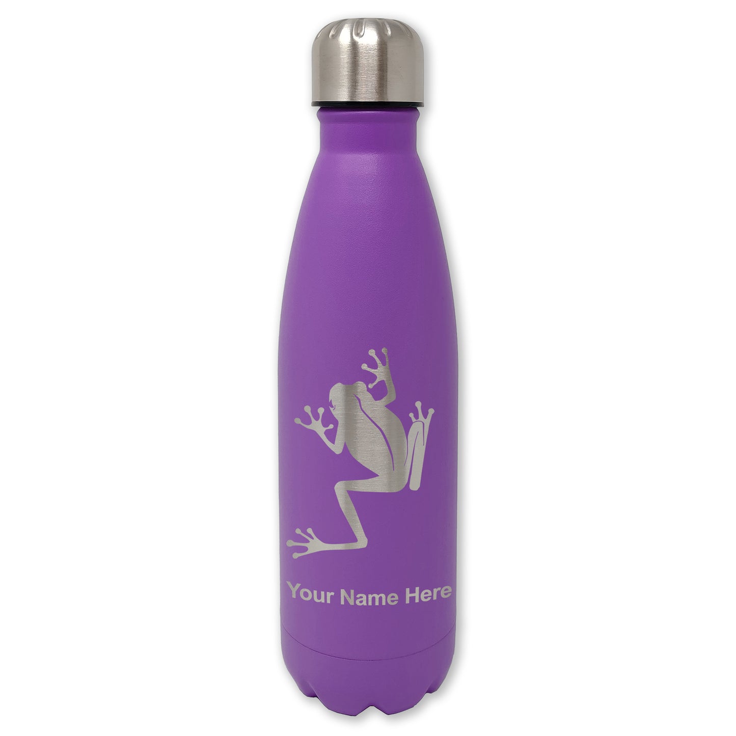 LaserGram Double Wall Water Bottle, Tree Frog, Personalized Engraving Included