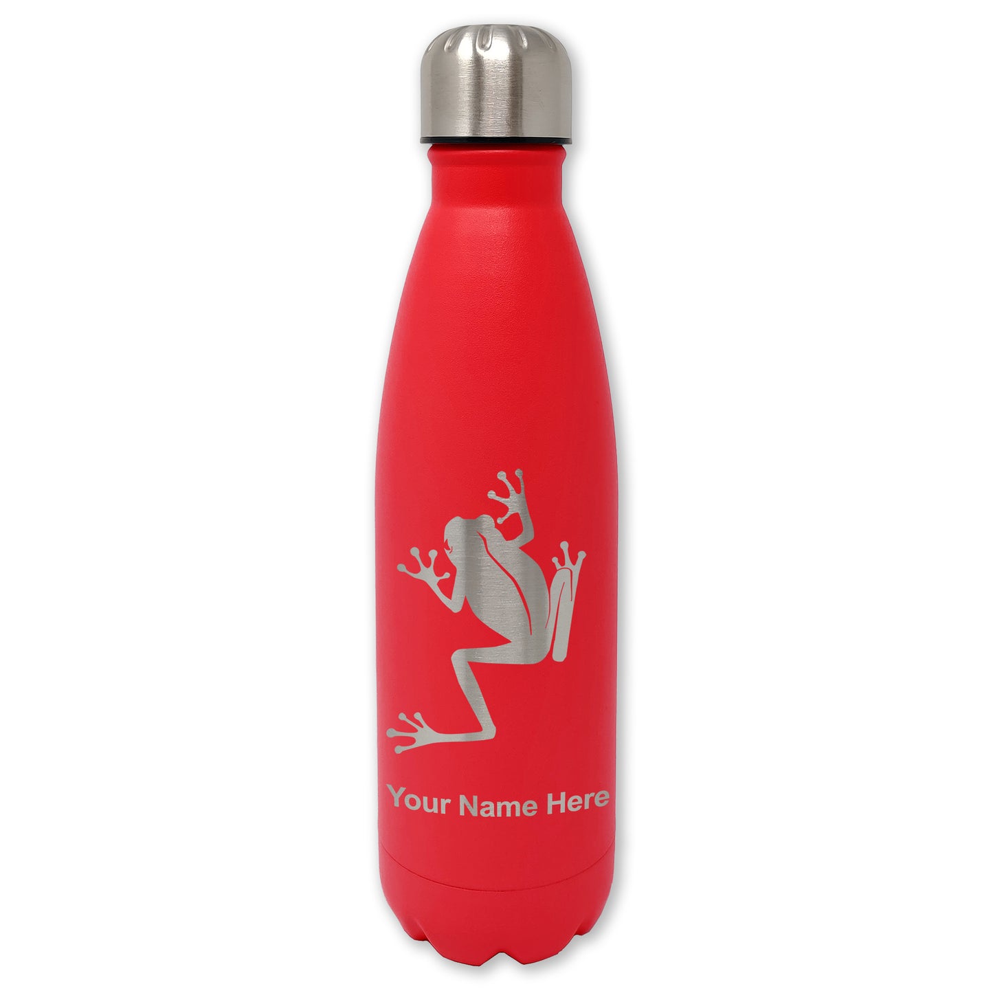 LaserGram Double Wall Water Bottle, Tree Frog, Personalized Engraving Included