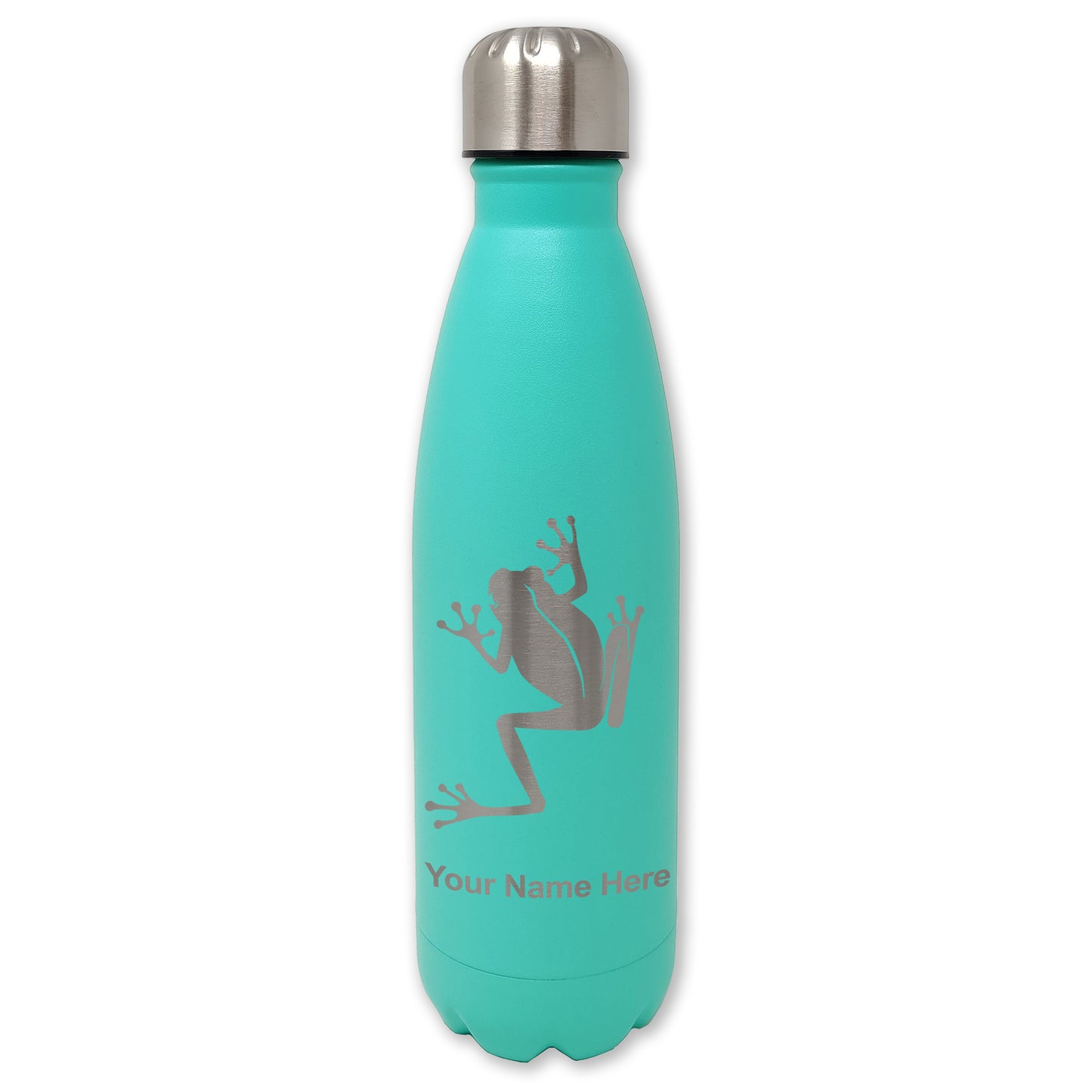 LaserGram Double Wall Water Bottle, Tree Frog, Personalized Engraving Included