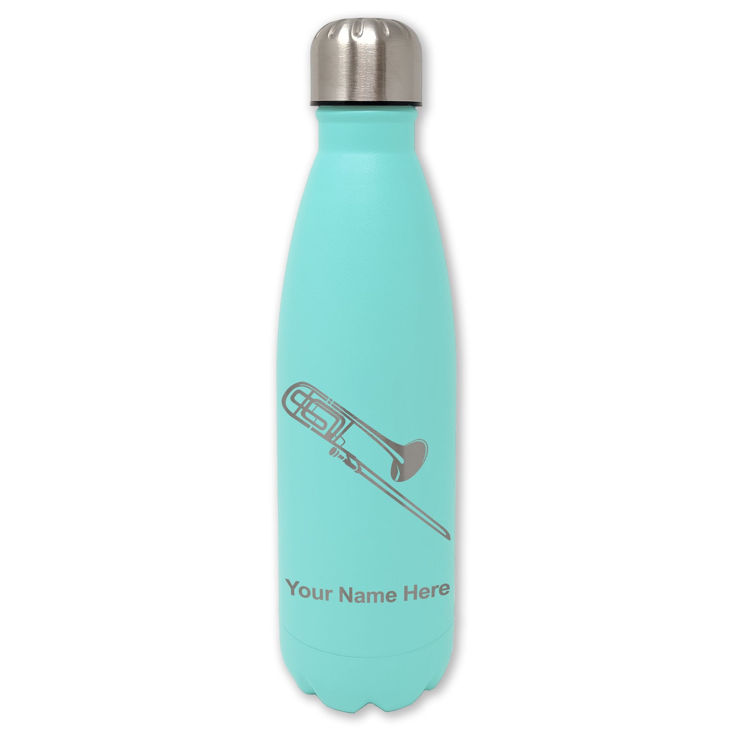 LaserGram Double Wall Water Bottle, Trombone, Personalized Engraving Included