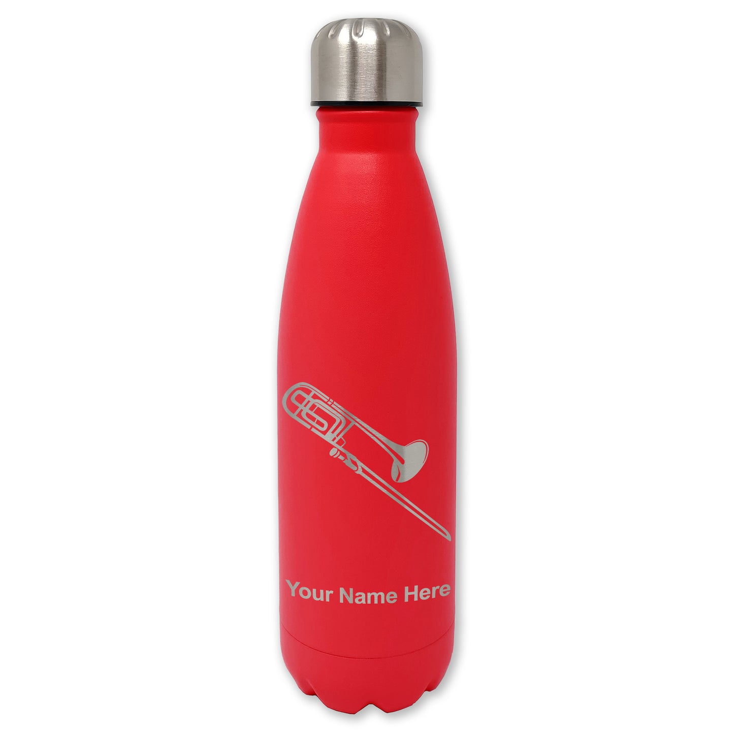 LaserGram Double Wall Water Bottle, Trombone, Personalized Engraving Included