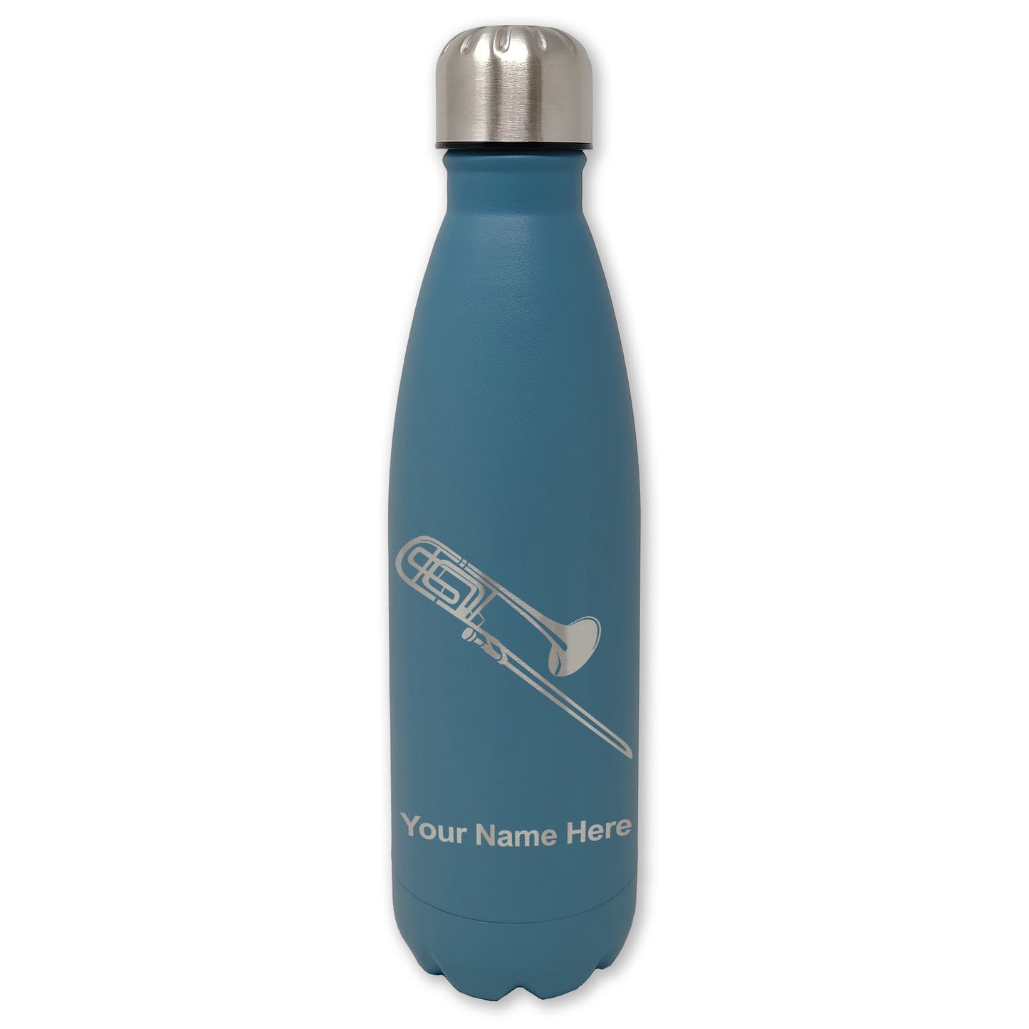 LaserGram Double Wall Water Bottle, Trombone, Personalized Engraving Included