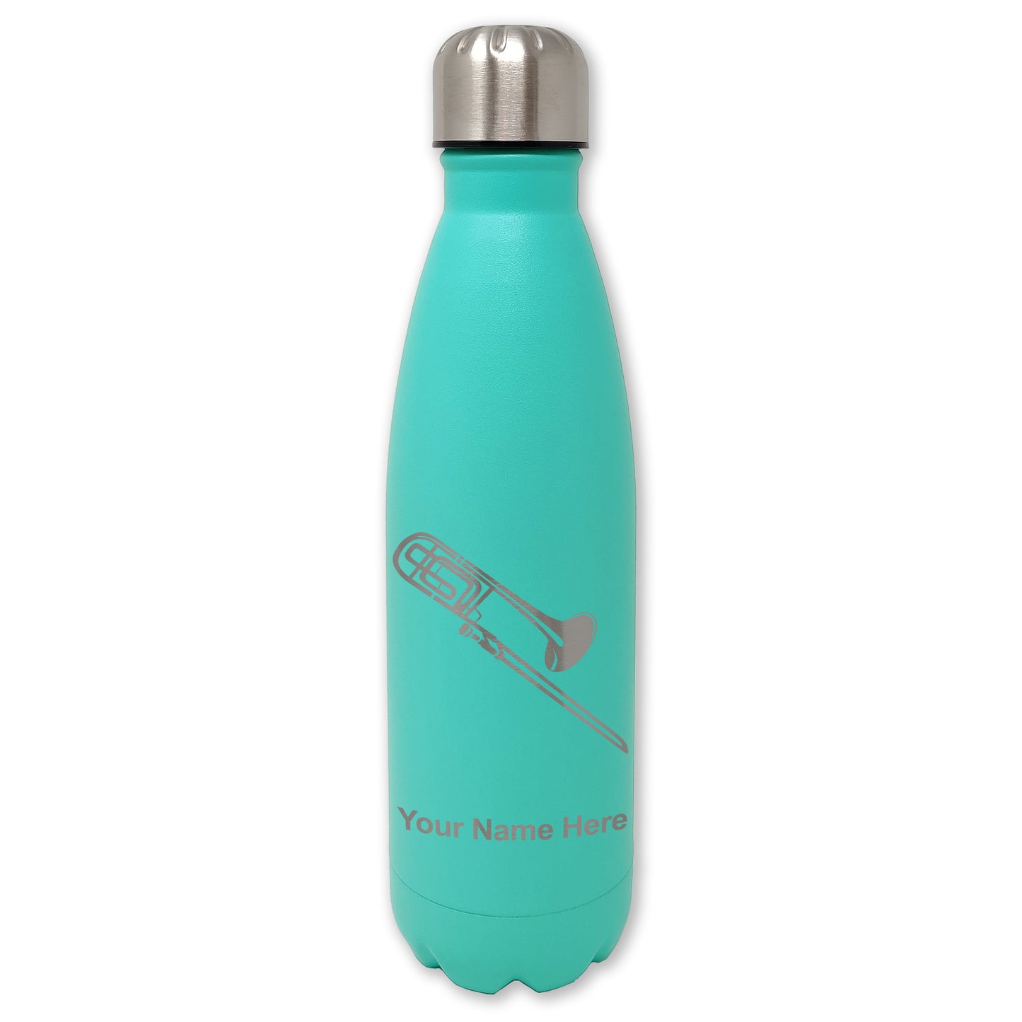 LaserGram Double Wall Water Bottle, Trombone, Personalized Engraving Included