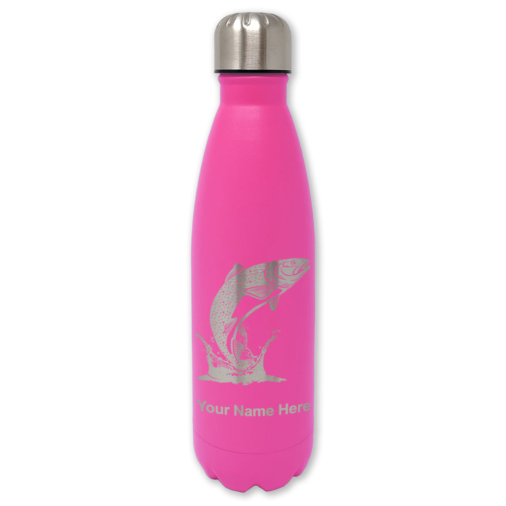 LaserGram Double Wall Water Bottle, Trout Fish, Personalized Engraving Included
