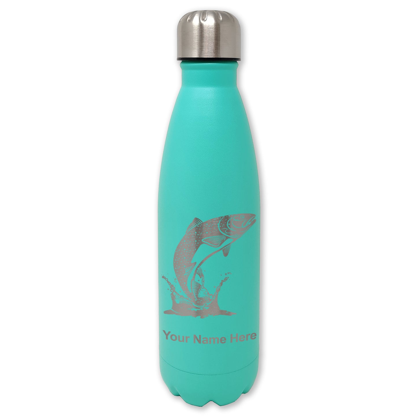 LaserGram Double Wall Water Bottle, Trout Fish, Personalized Engraving Included