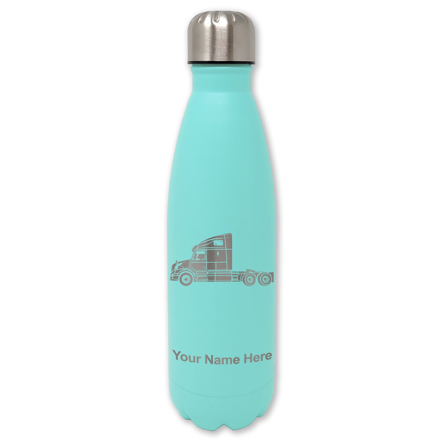 LaserGram Double Wall Water Bottle, Truck Cab, Personalized Engraving Included