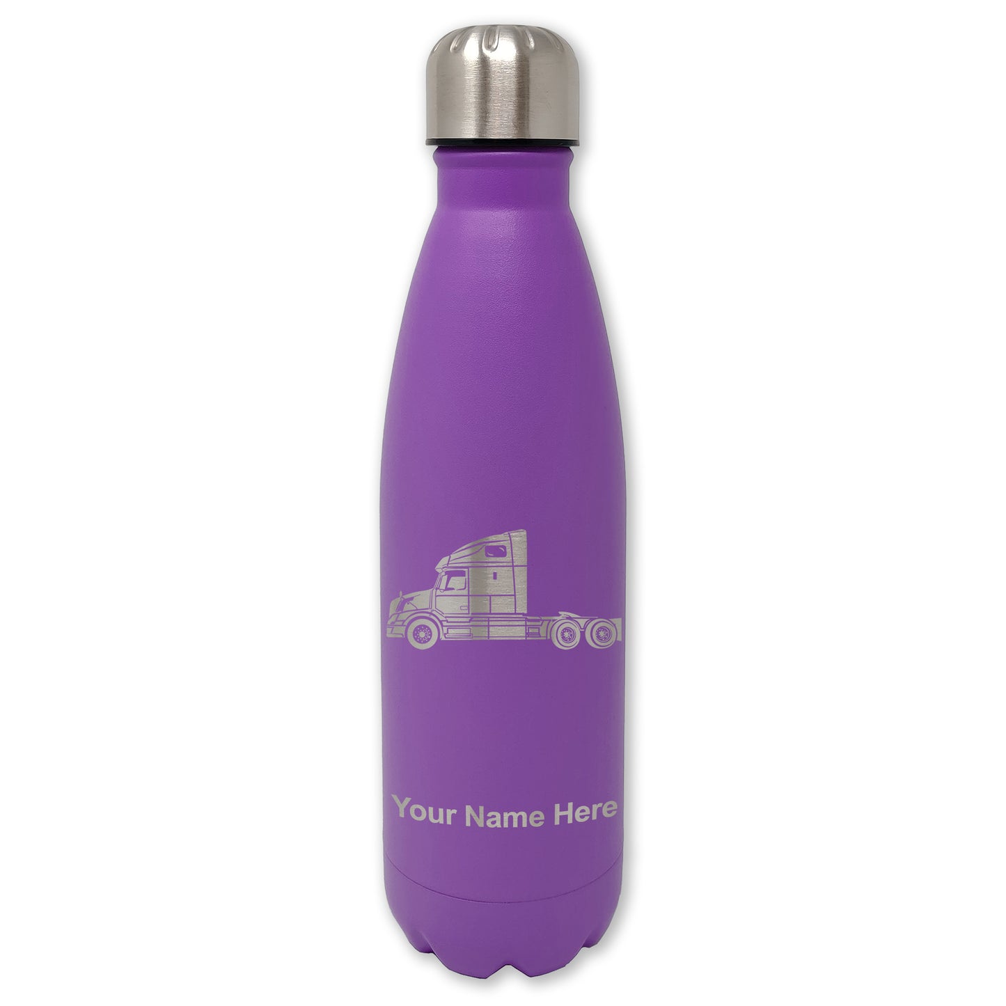 LaserGram Double Wall Water Bottle, Truck Cab, Personalized Engraving Included