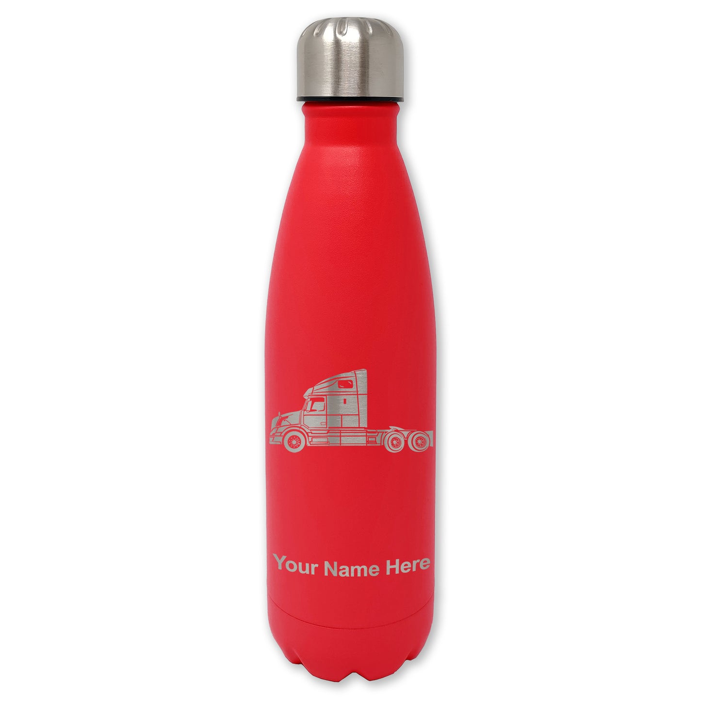 LaserGram Double Wall Water Bottle, Truck Cab, Personalized Engraving Included