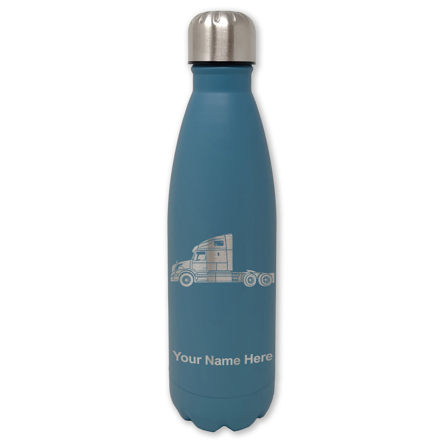 LaserGram Double Wall Water Bottle, Truck Cab, Personalized Engraving Included