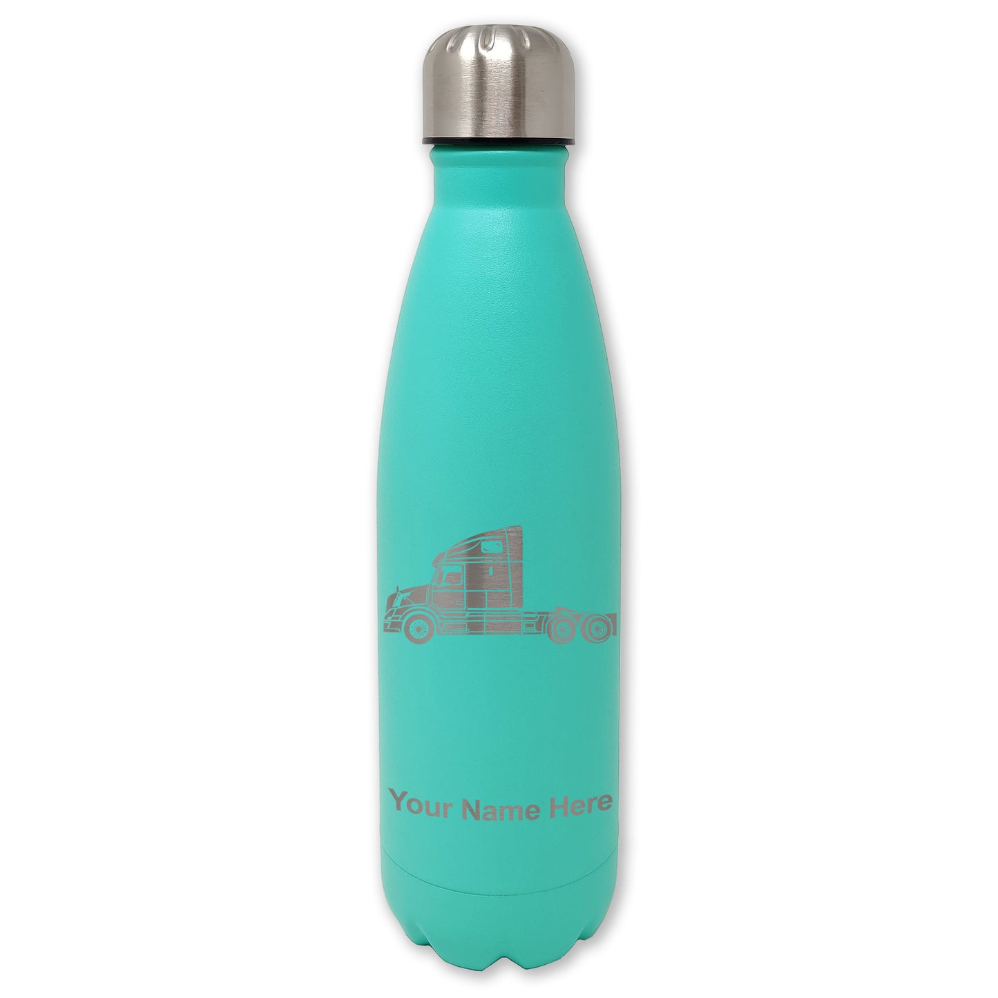 LaserGram Double Wall Water Bottle, Truck Cab, Personalized Engraving Included