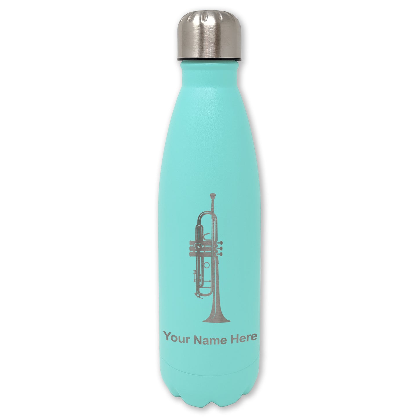 LaserGram Double Wall Water Bottle, Trumpet, Personalized Engraving Included