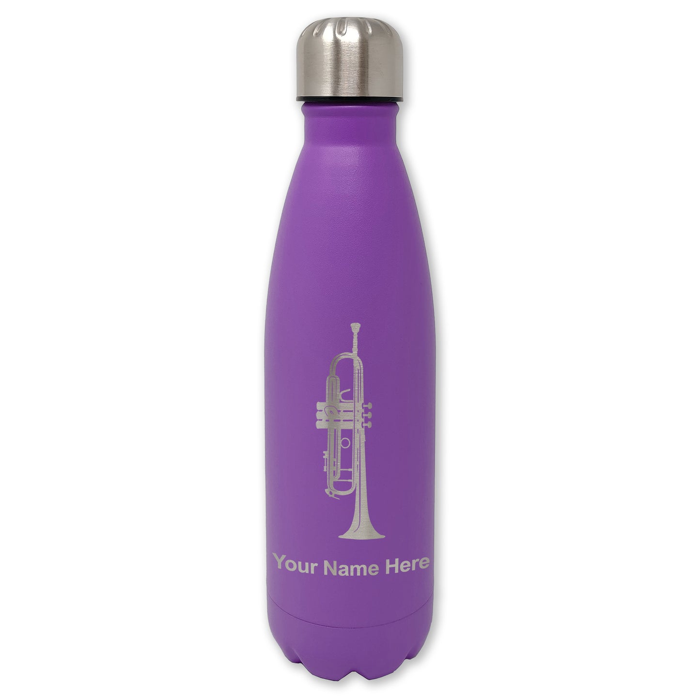 LaserGram Double Wall Water Bottle, Trumpet, Personalized Engraving Included