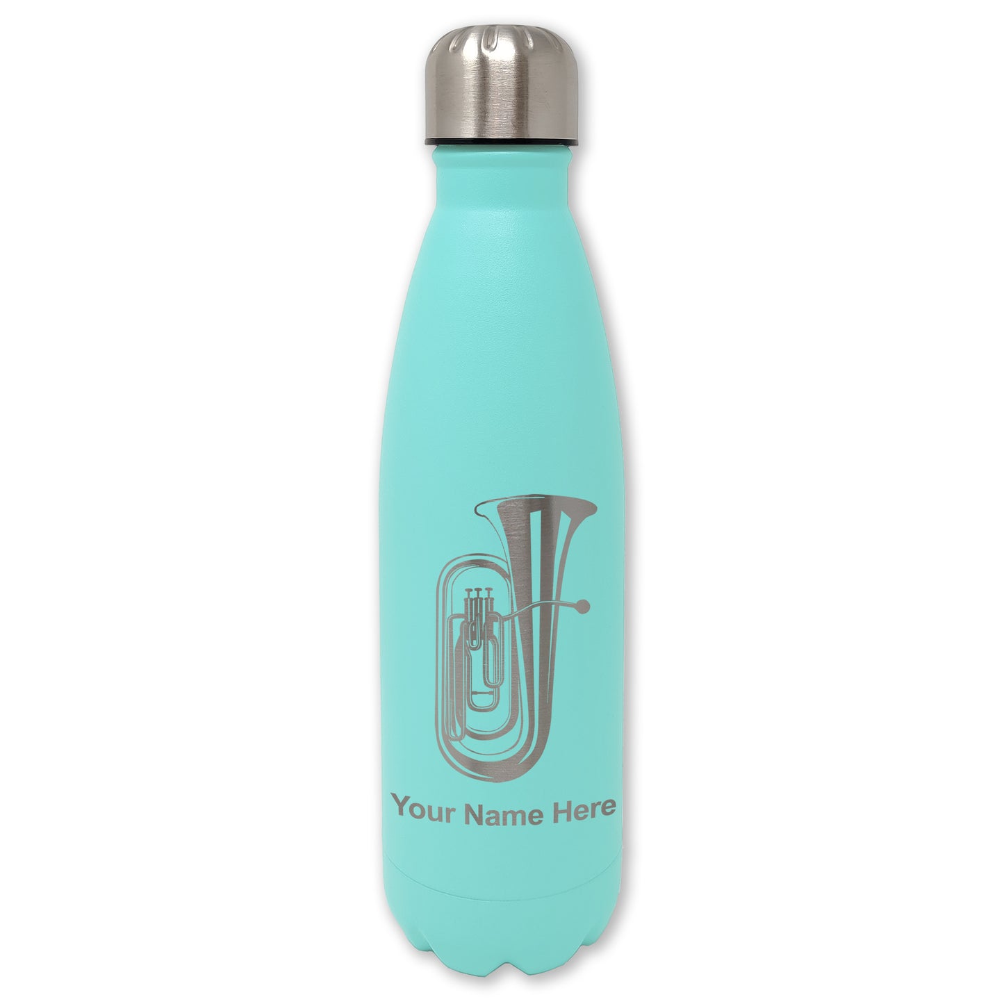 LaserGram Double Wall Water Bottle, Tuba, Personalized Engraving Included