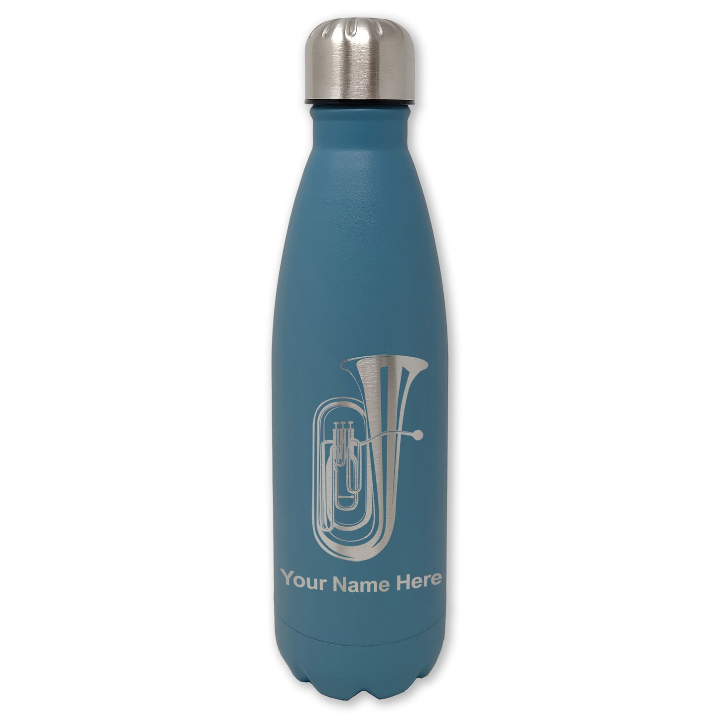 LaserGram Double Wall Water Bottle, Tuba, Personalized Engraving Included
