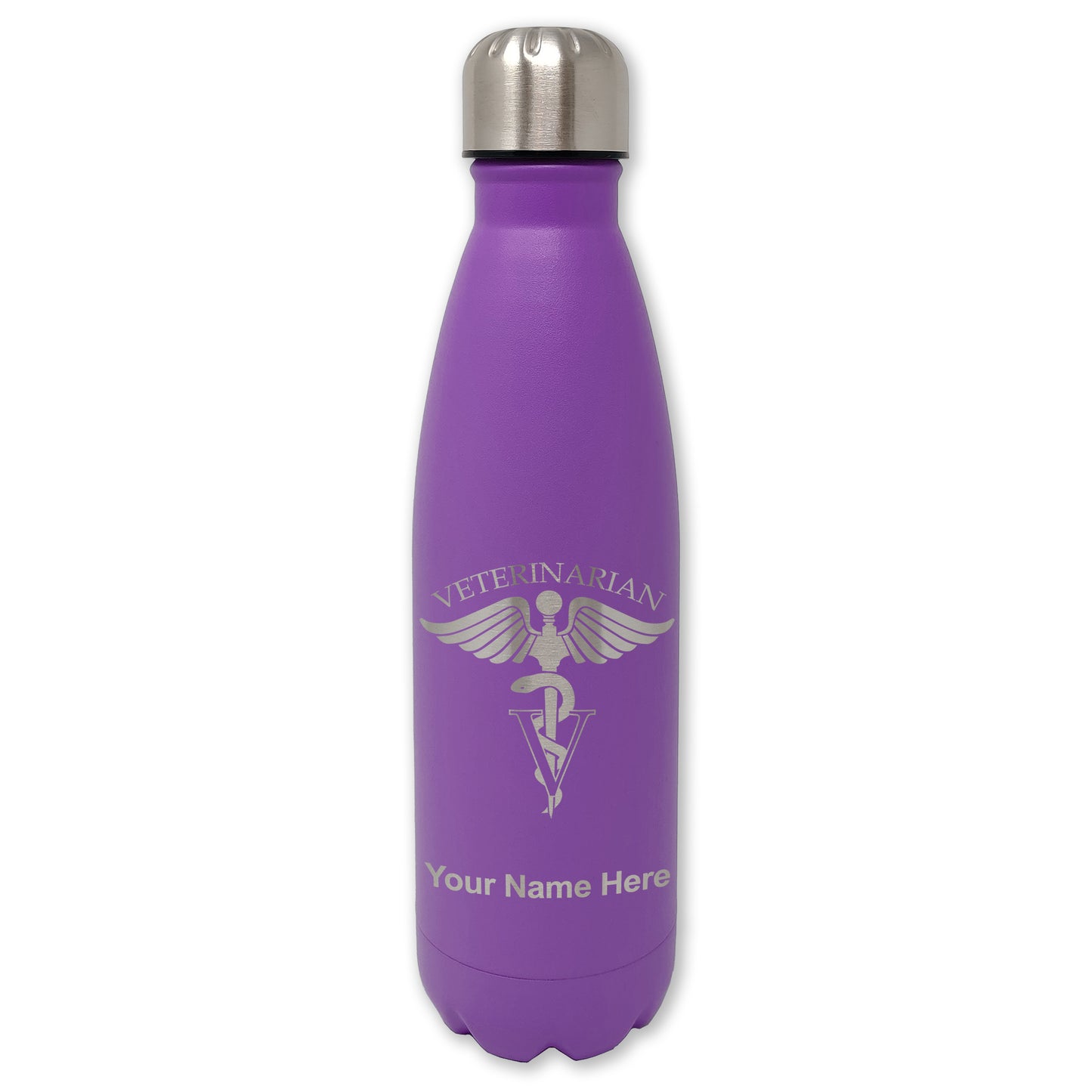 LaserGram Double Wall Water Bottle, Veterinarian, Personalized Engraving Included
