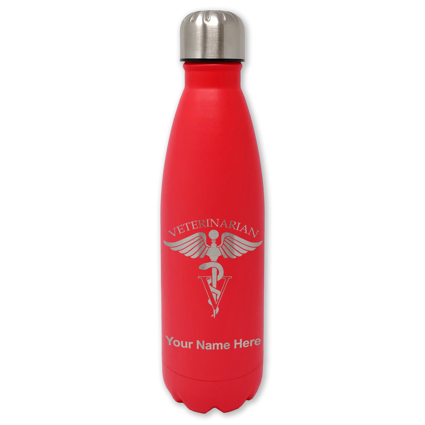 LaserGram Double Wall Water Bottle, Veterinarian, Personalized Engraving Included