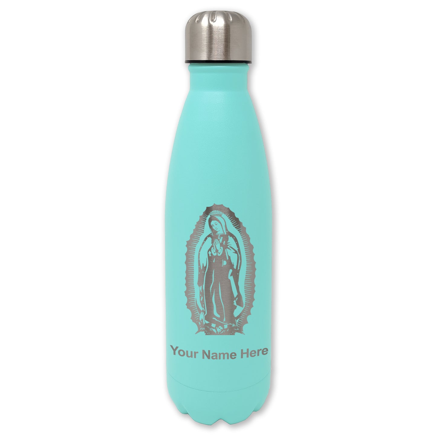 LaserGram Double Wall Water Bottle, Virgen de Guadalupe, Personalized Engraving Included
