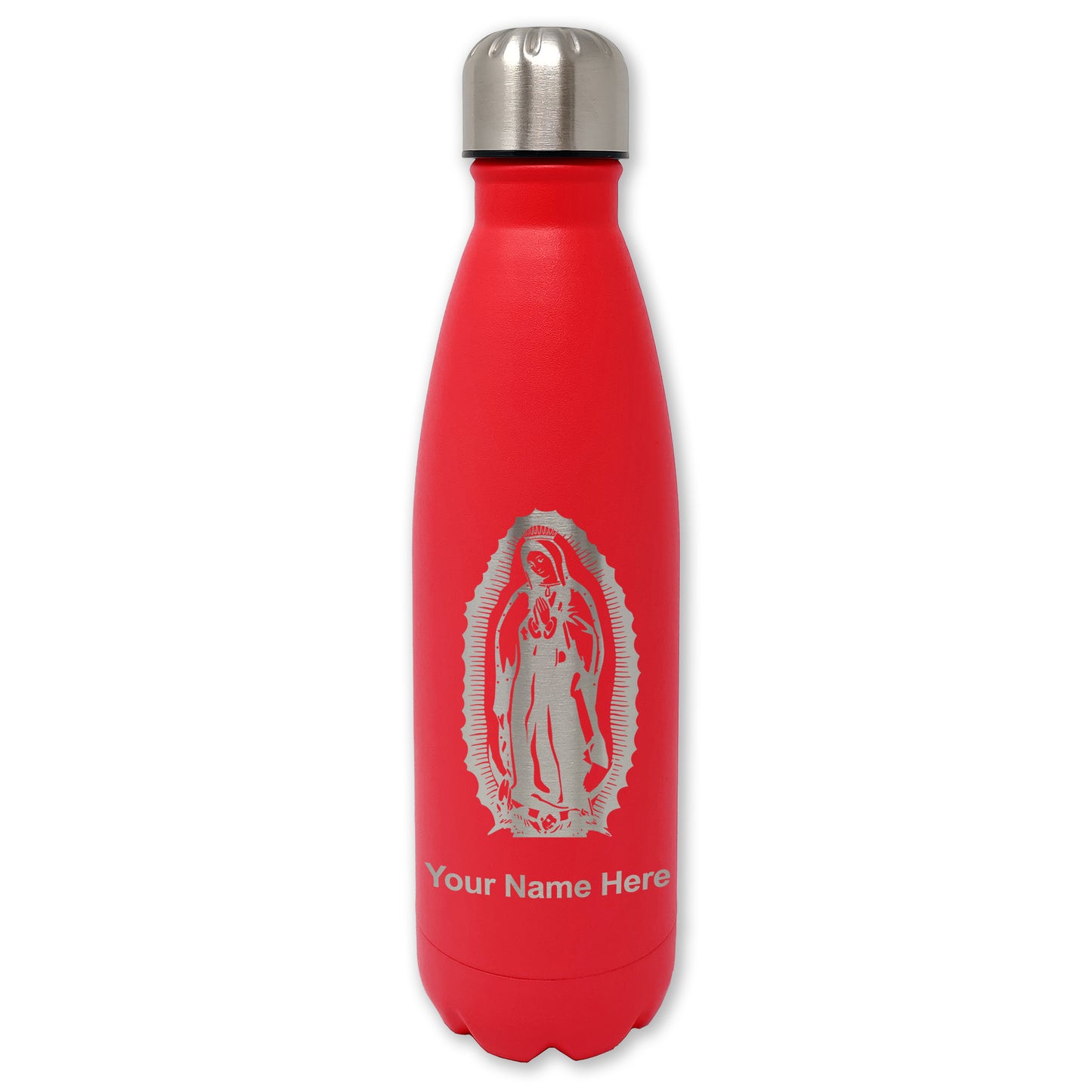 LaserGram Double Wall Water Bottle, Virgen de Guadalupe, Personalized Engraving Included