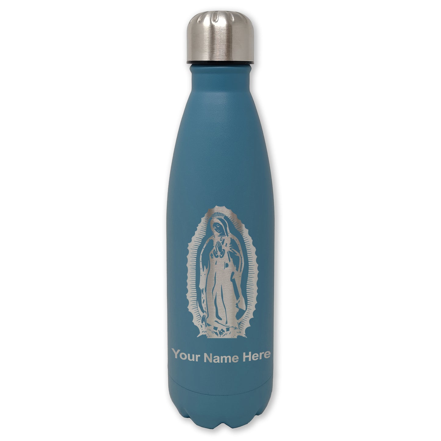 LaserGram Double Wall Water Bottle, Virgen de Guadalupe, Personalized Engraving Included