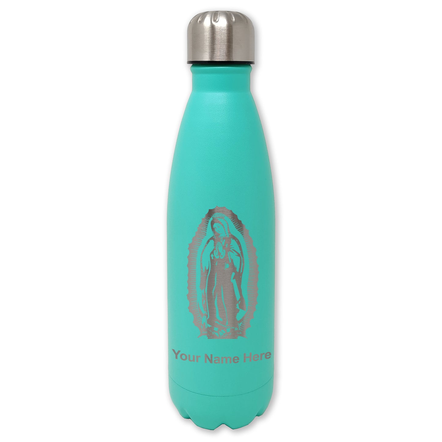LaserGram Double Wall Water Bottle, Virgen de Guadalupe, Personalized Engraving Included