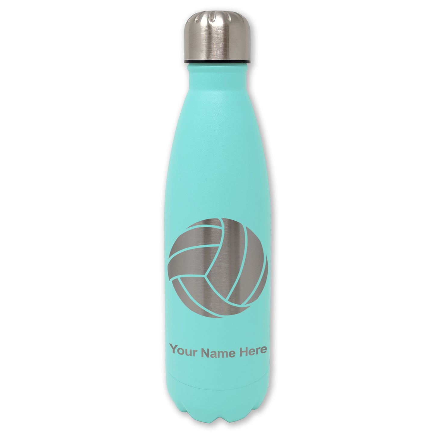 LaserGram Double Wall Water Bottle, Volleyball Ball, Personalized Engraving Included
