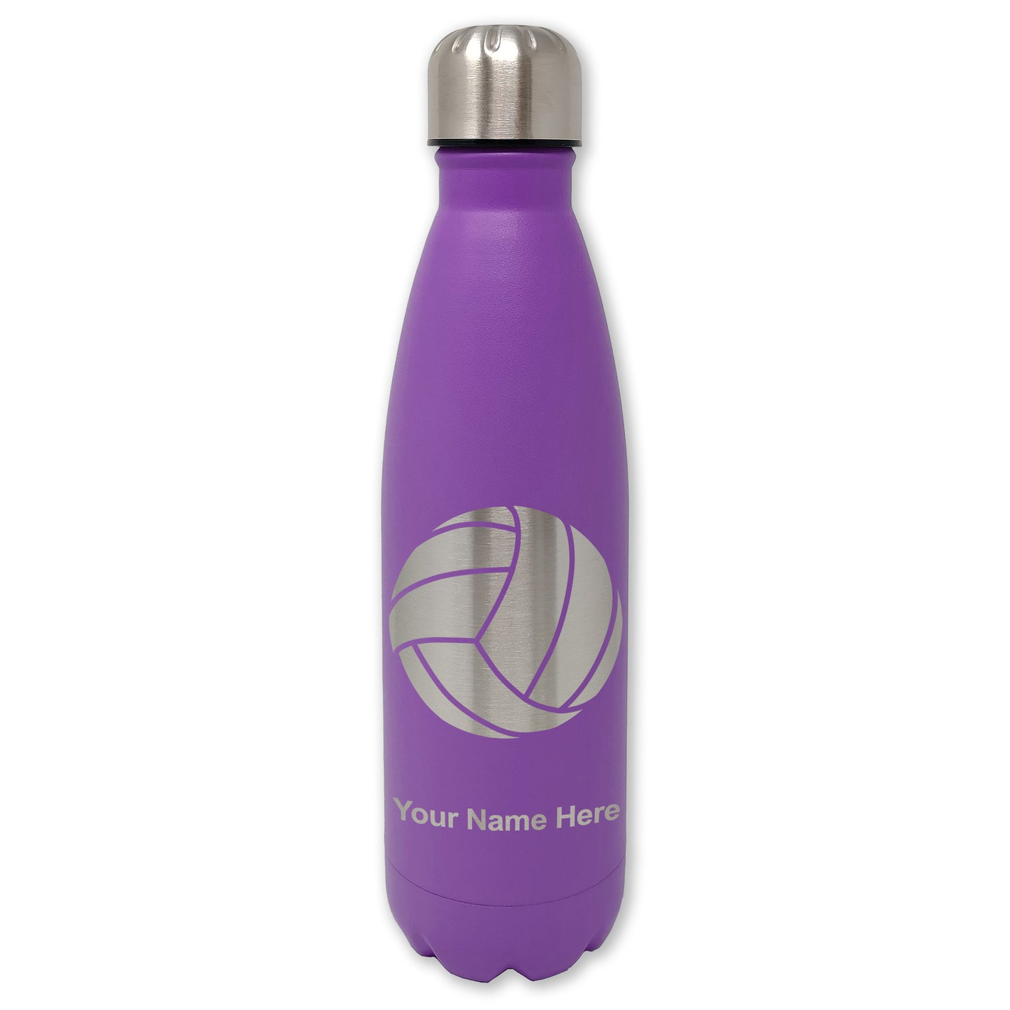 LaserGram Double Wall Water Bottle, Volleyball Ball, Personalized Engraving Included