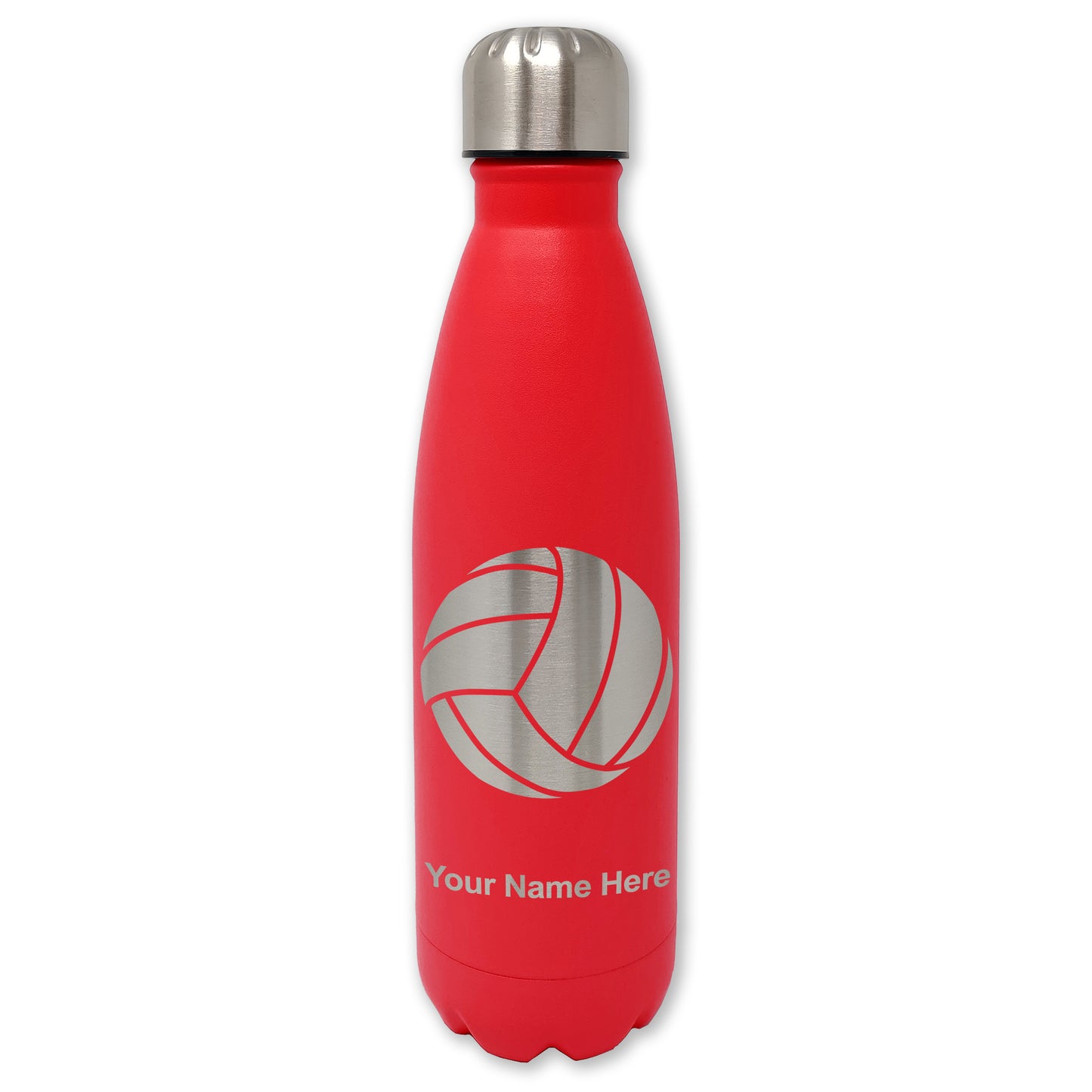 LaserGram Double Wall Water Bottle, Volleyball Ball, Personalized Engraving Included