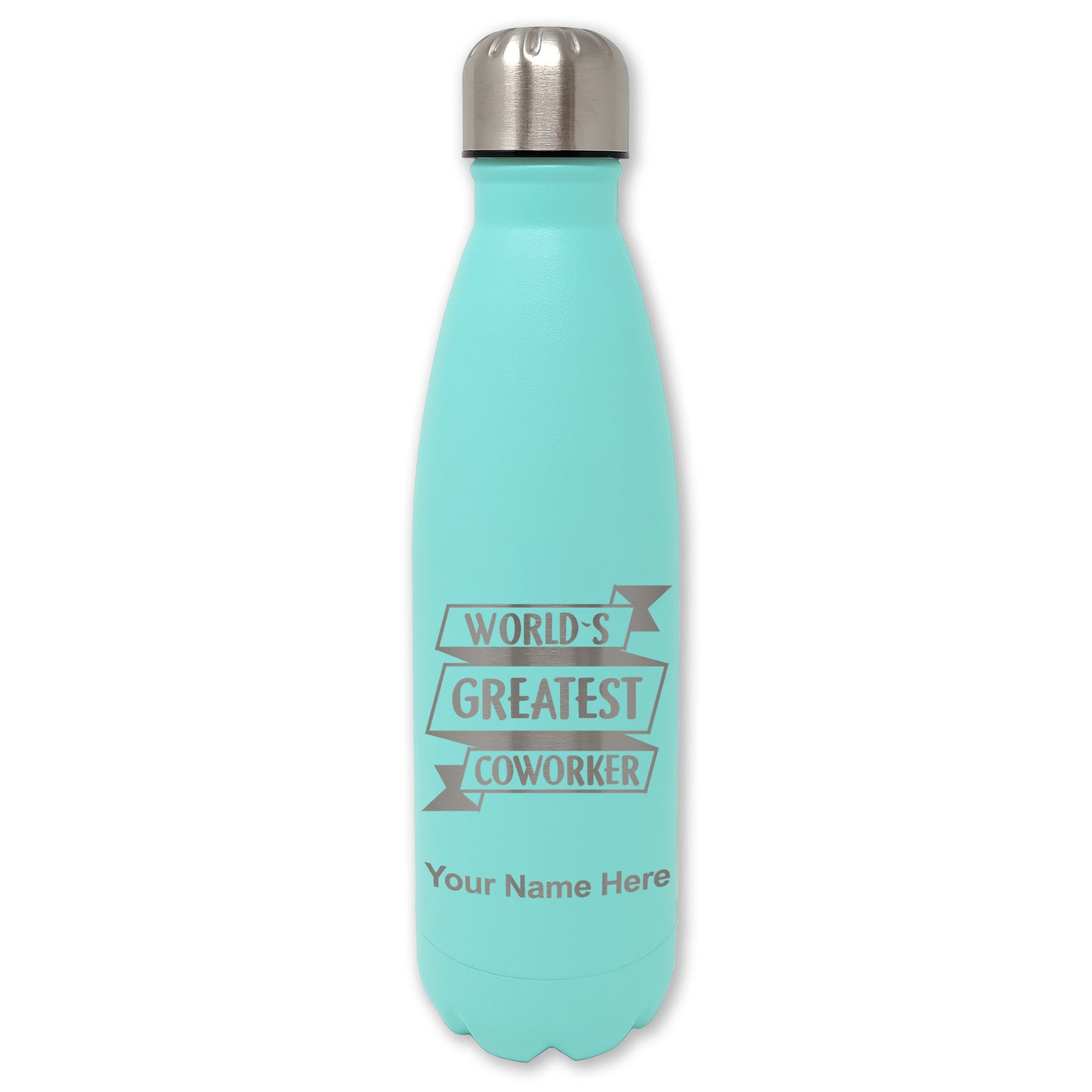 LaserGram Double Wall Water Bottle, World's Greatest Coworker, Personalized Engraving Included