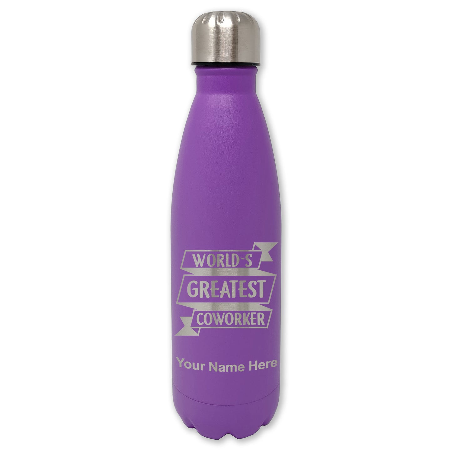LaserGram Double Wall Water Bottle, World's Greatest Coworker, Personalized Engraving Included
