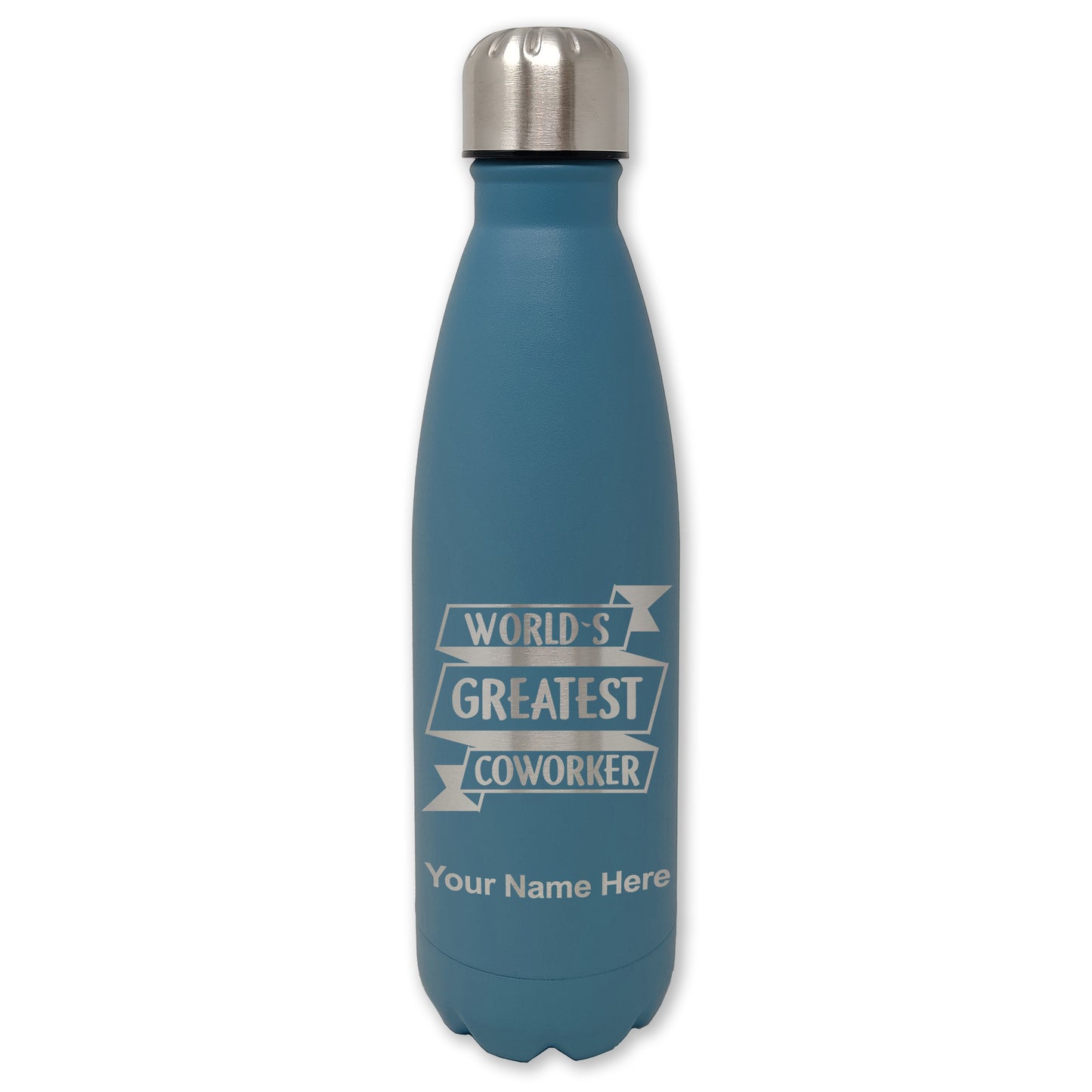LaserGram Double Wall Water Bottle, World's Greatest Coworker, Personalized Engraving Included