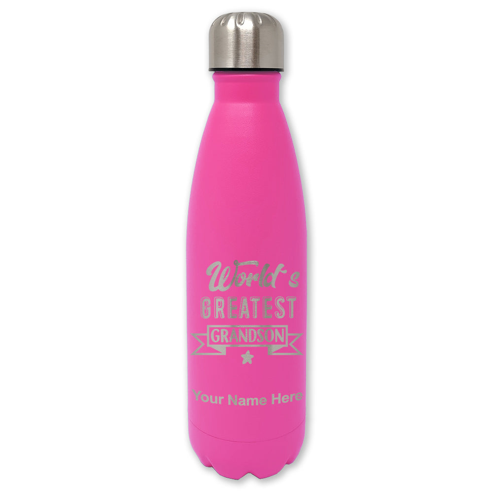 LaserGram Double Wall Water Bottle, World's Greatest Grandson, Personalized Engraving Included