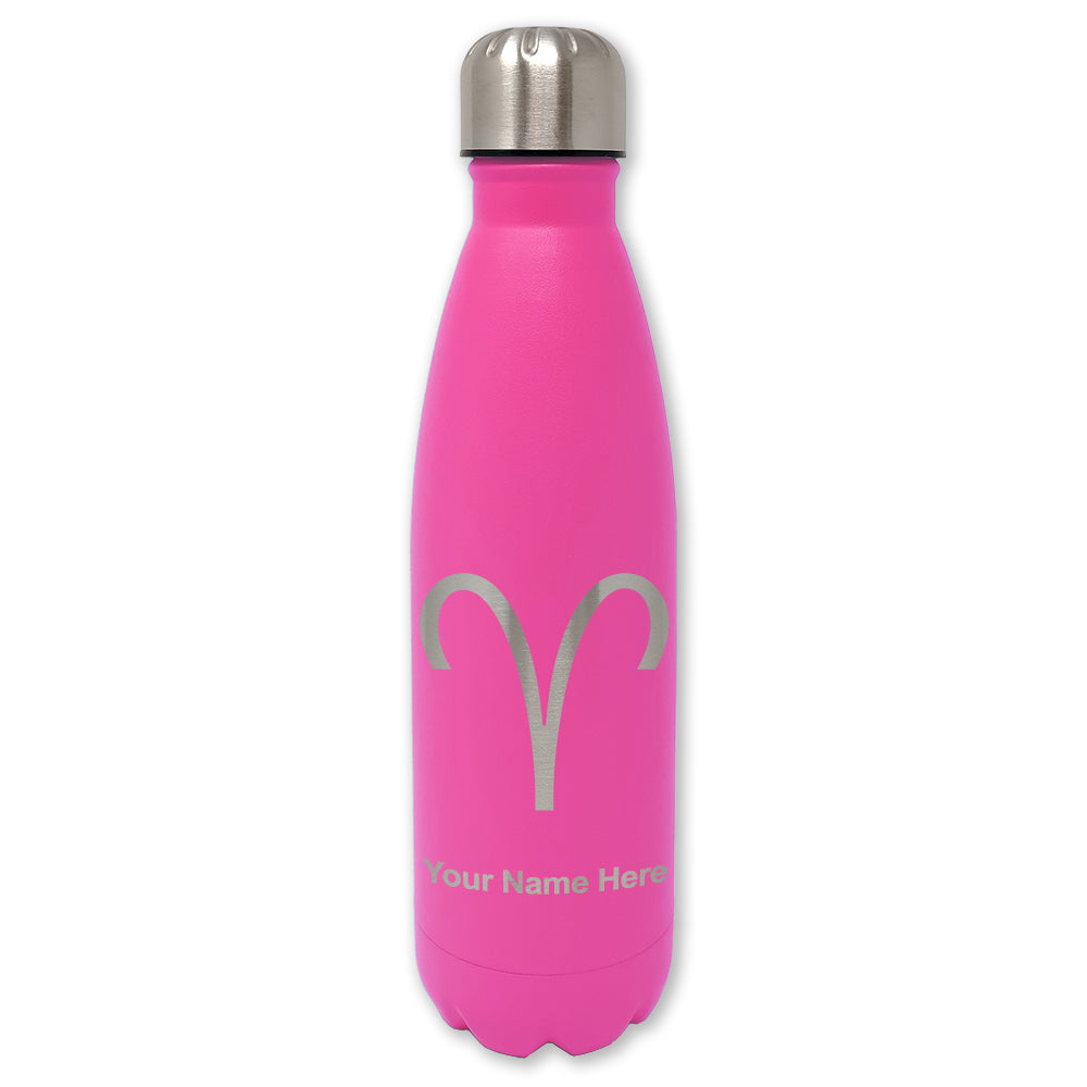 LaserGram Double Wall Water Bottle, Zodiac Sign Aries, Personalized Engraving Included