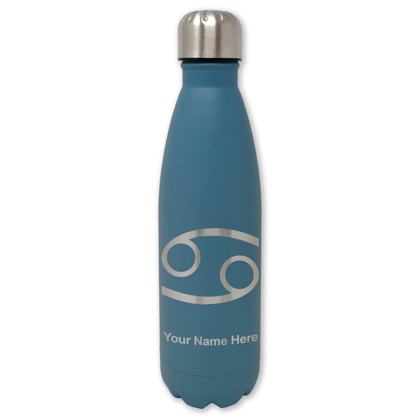 LaserGram Double Wall Water Bottle, Zodiac Sign Cancer, Personalized Engraving Included