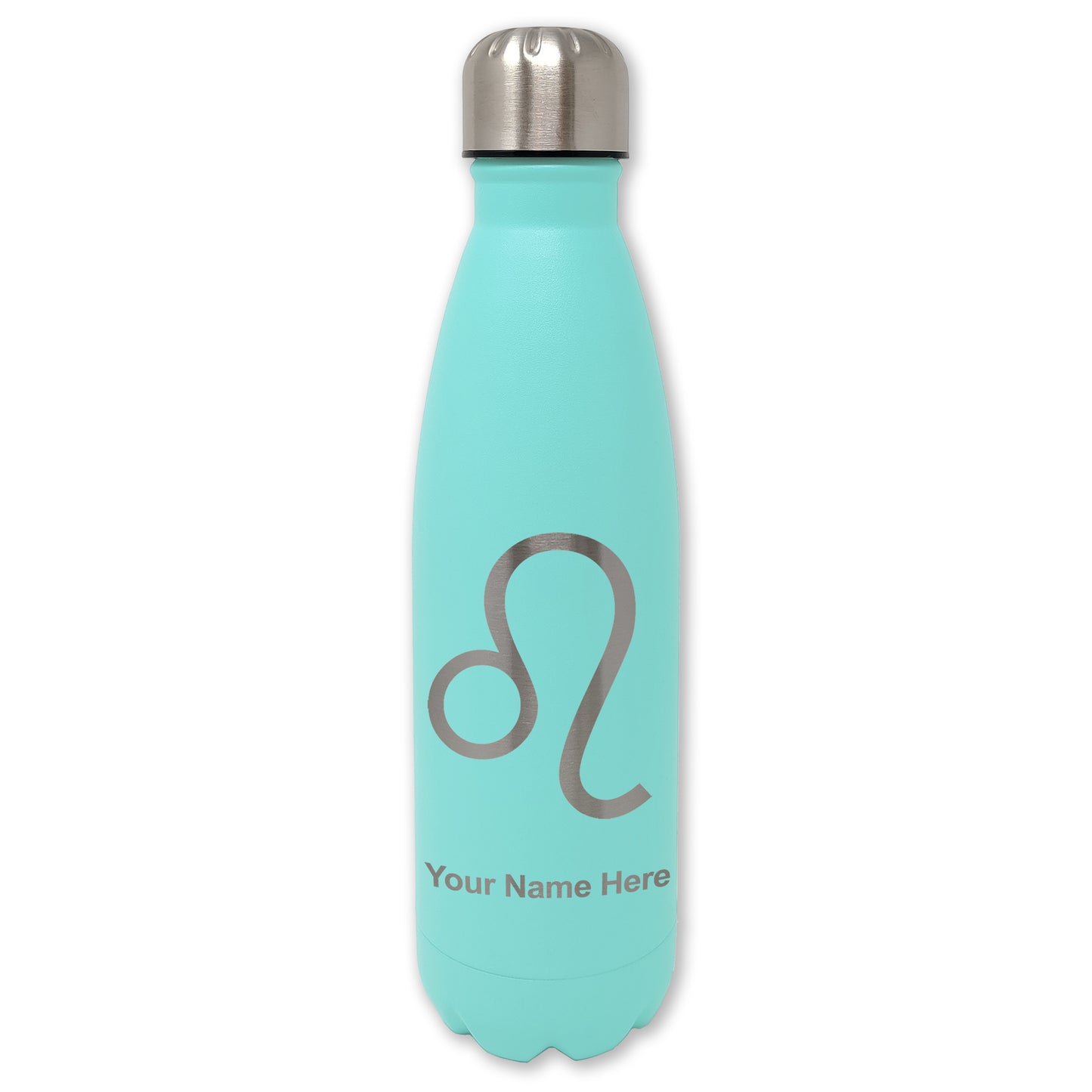 LaserGram Double Wall Water Bottle, Zodiac Sign Leo, Personalized Engraving Included