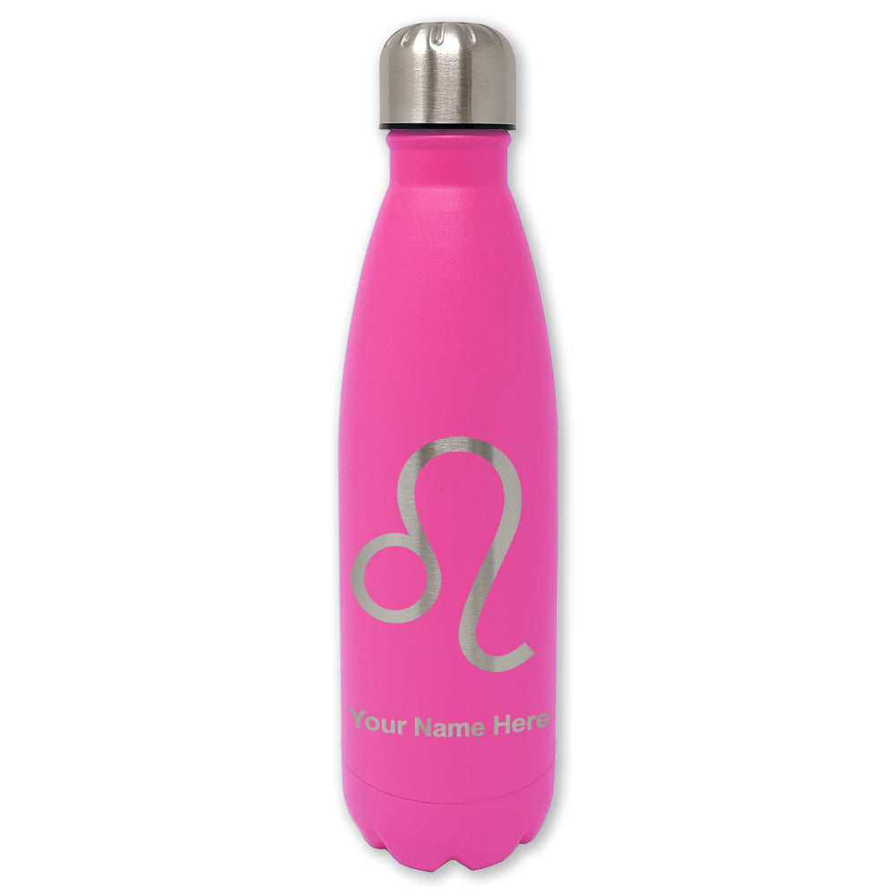 LaserGram Double Wall Water Bottle, Zodiac Sign Leo, Personalized Engraving Included