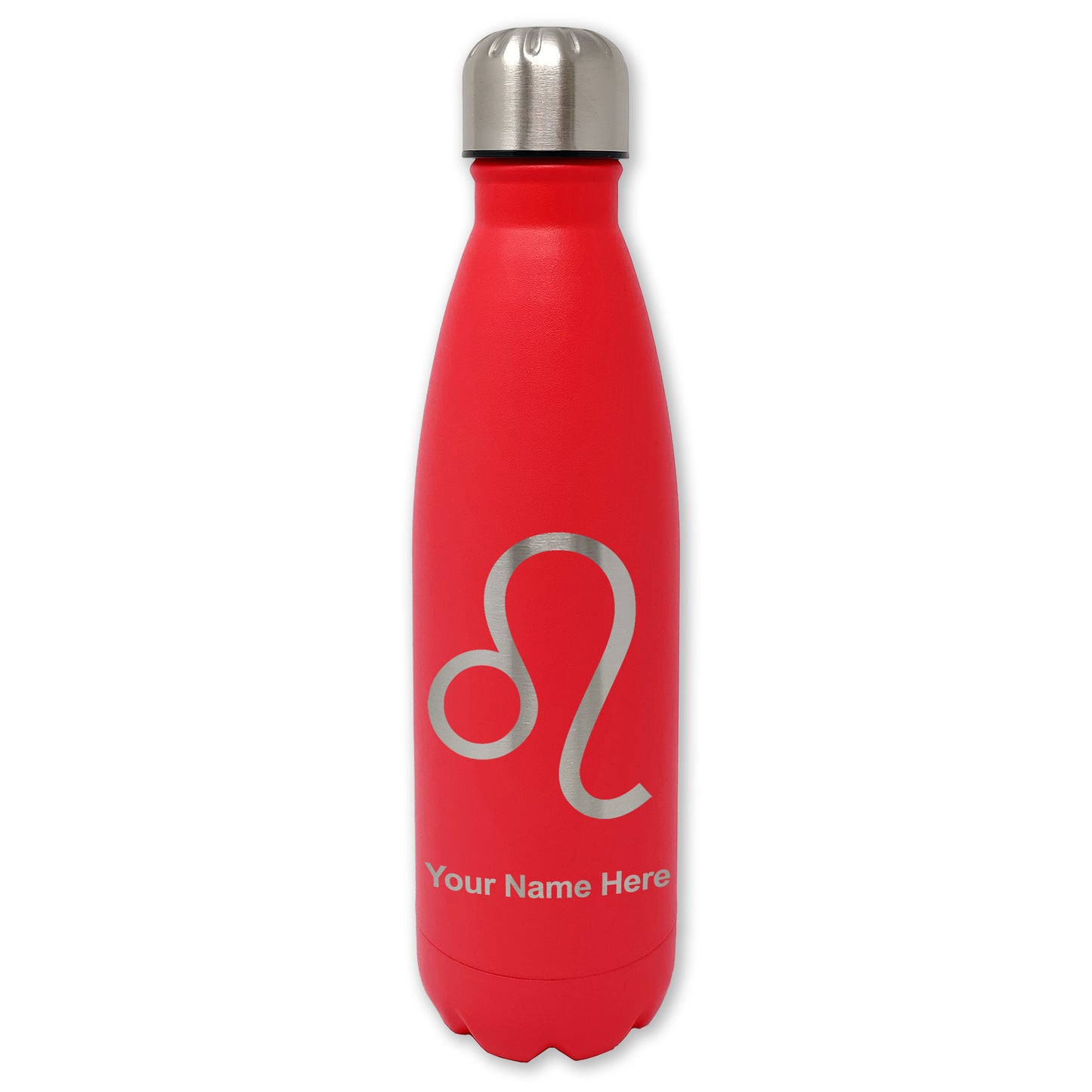 LaserGram Double Wall Water Bottle, Zodiac Sign Leo, Personalized Engraving Included