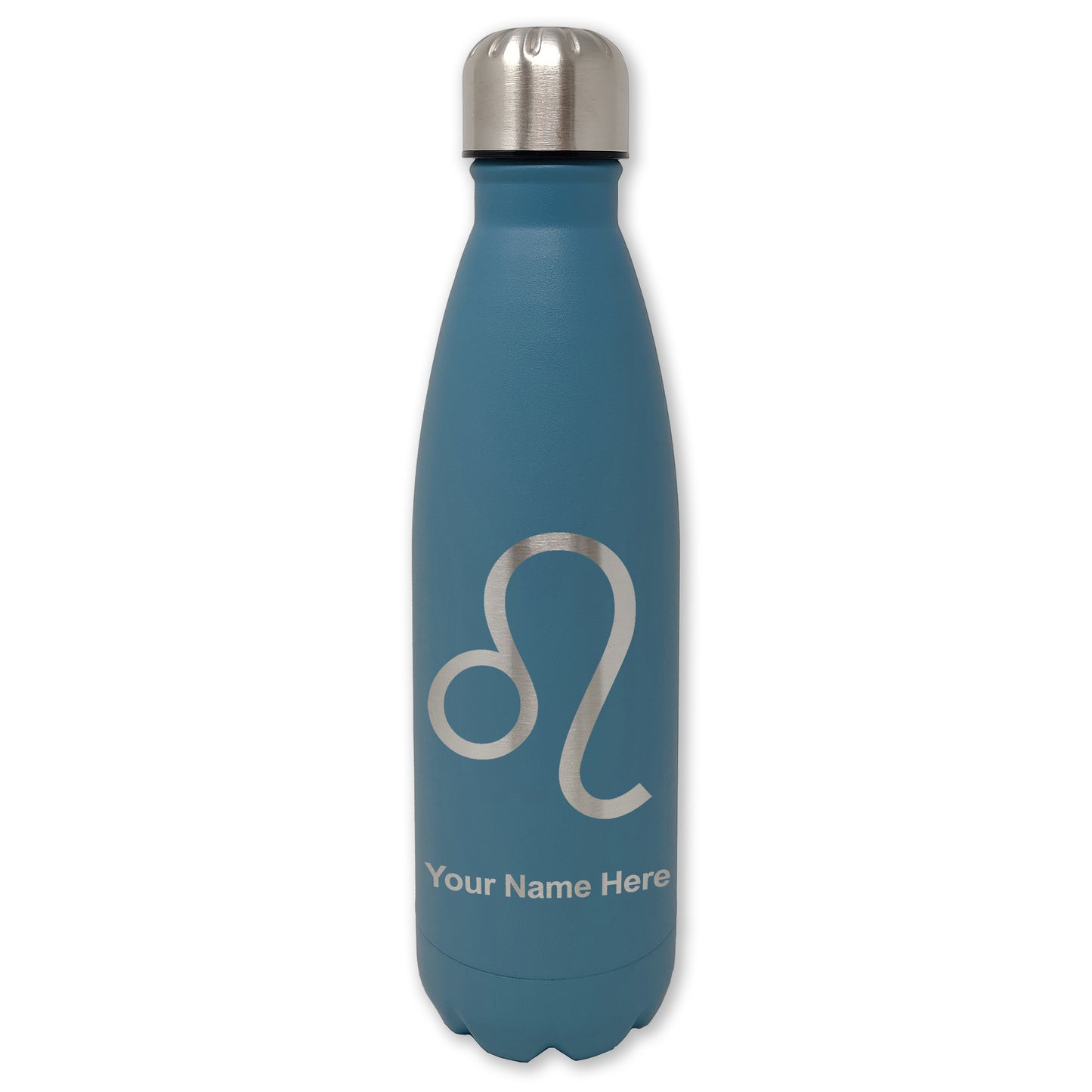 LaserGram Double Wall Water Bottle, Zodiac Sign Leo, Personalized Engraving Included