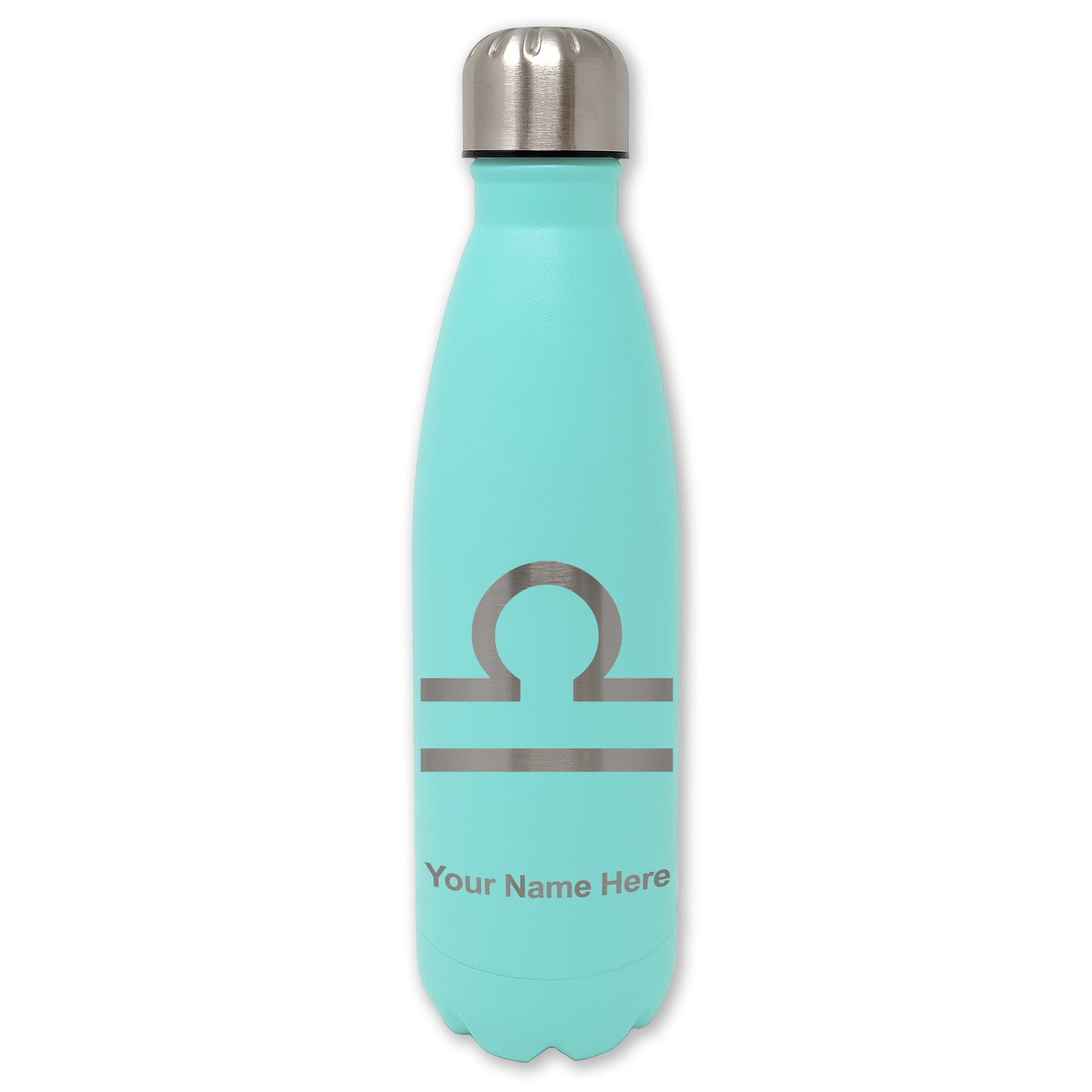 LaserGram Double Wall Water Bottle, Zodiac Sign Libra, Personalized Engraving Included