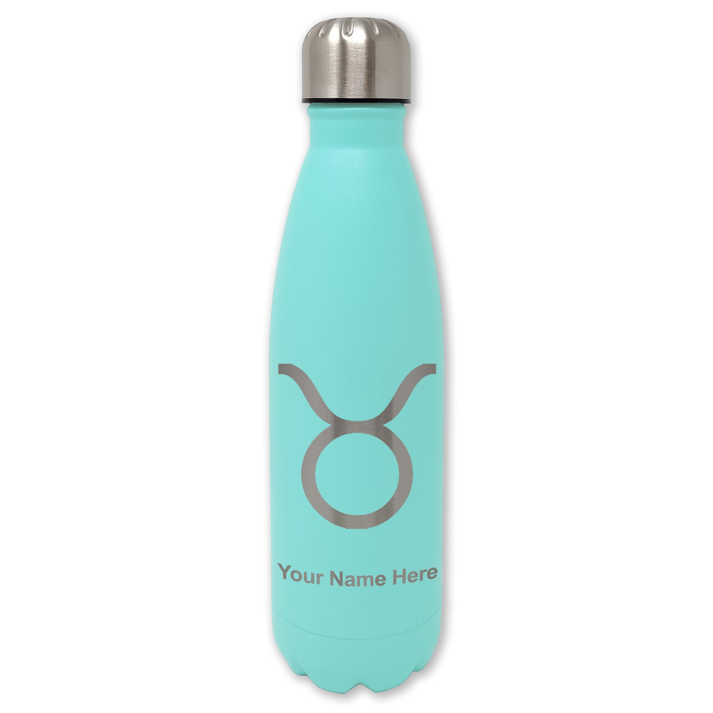 LaserGram Double Wall Water Bottle, Zodiac Sign Taurus, Personalized Engraving Included