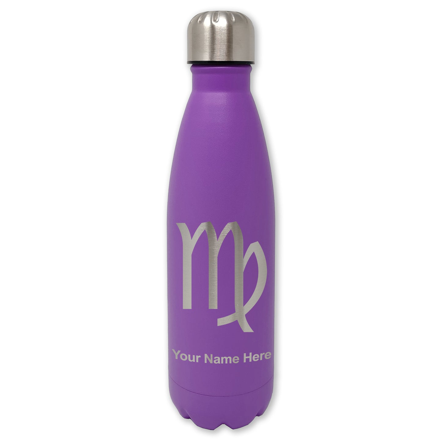 LaserGram Double Wall Water Bottle, Zodiac Sign Virgo, Personalized Engraving Included