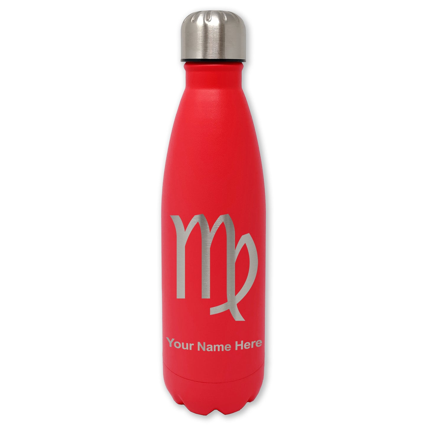 LaserGram Double Wall Water Bottle, Zodiac Sign Virgo, Personalized Engraving Included