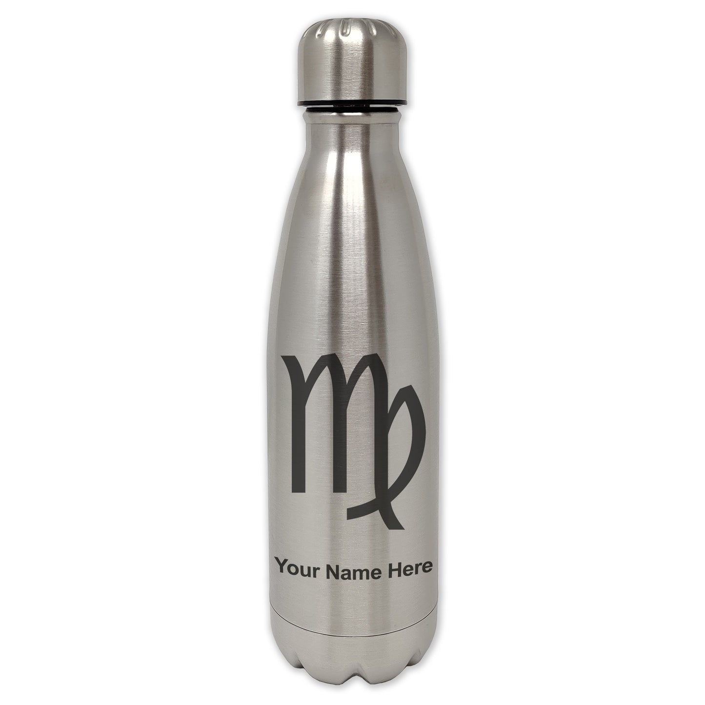 LaserGram Double Wall Water Bottle, Zodiac Sign Virgo, Personalized Engraving Included