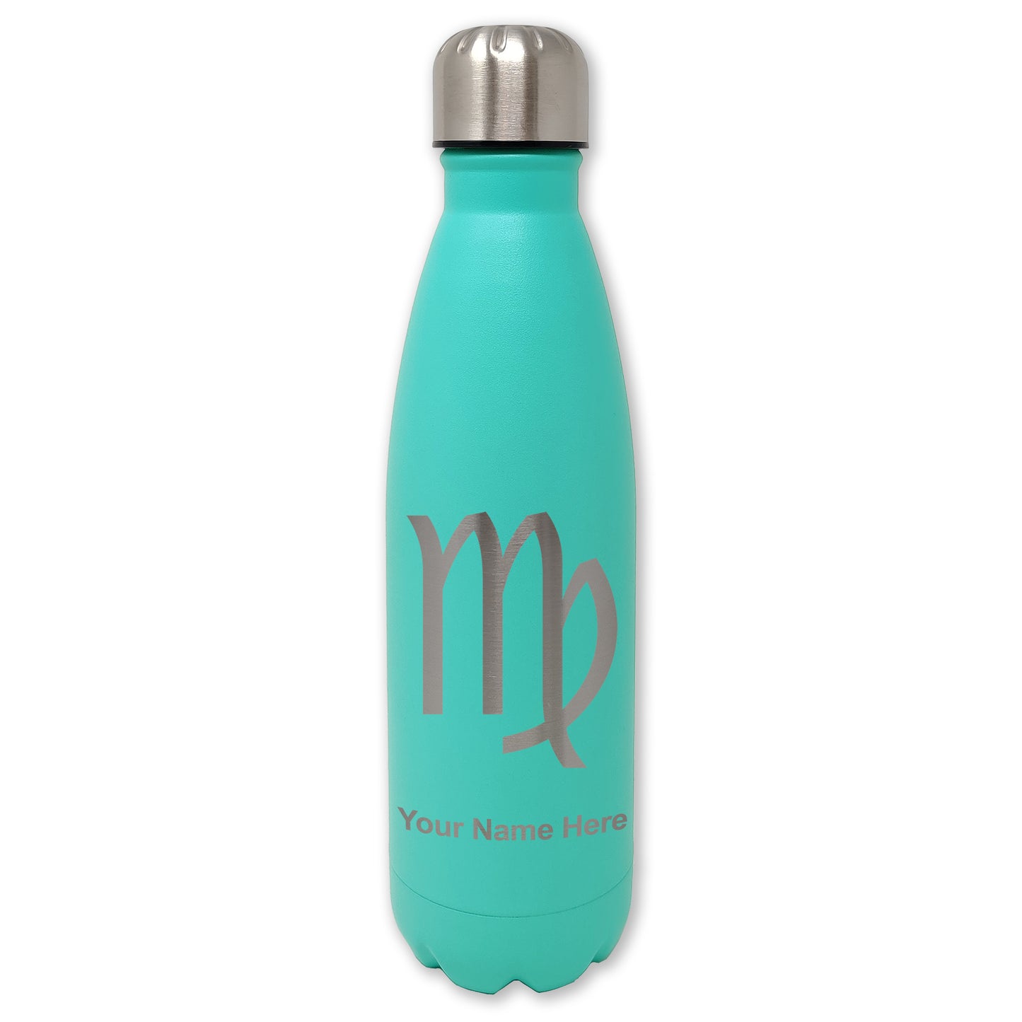 LaserGram Double Wall Water Bottle, Zodiac Sign Virgo, Personalized Engraving Included
