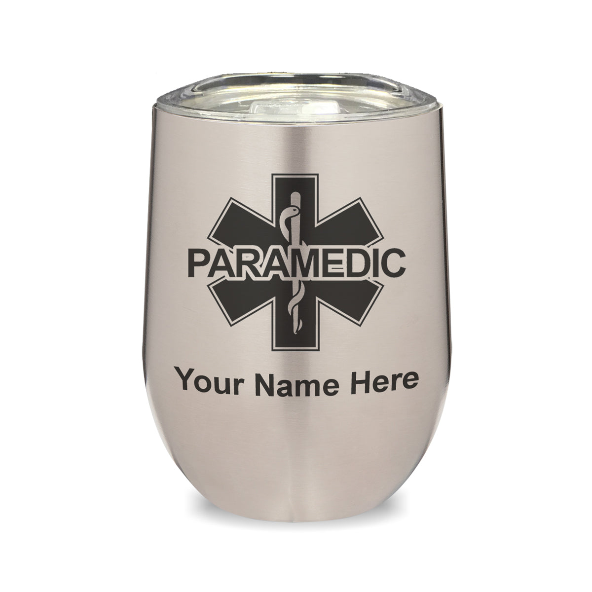 LaserGram Double Wall Stainless Steel Wine Glass, Paramedic, Personalized Engraving Included