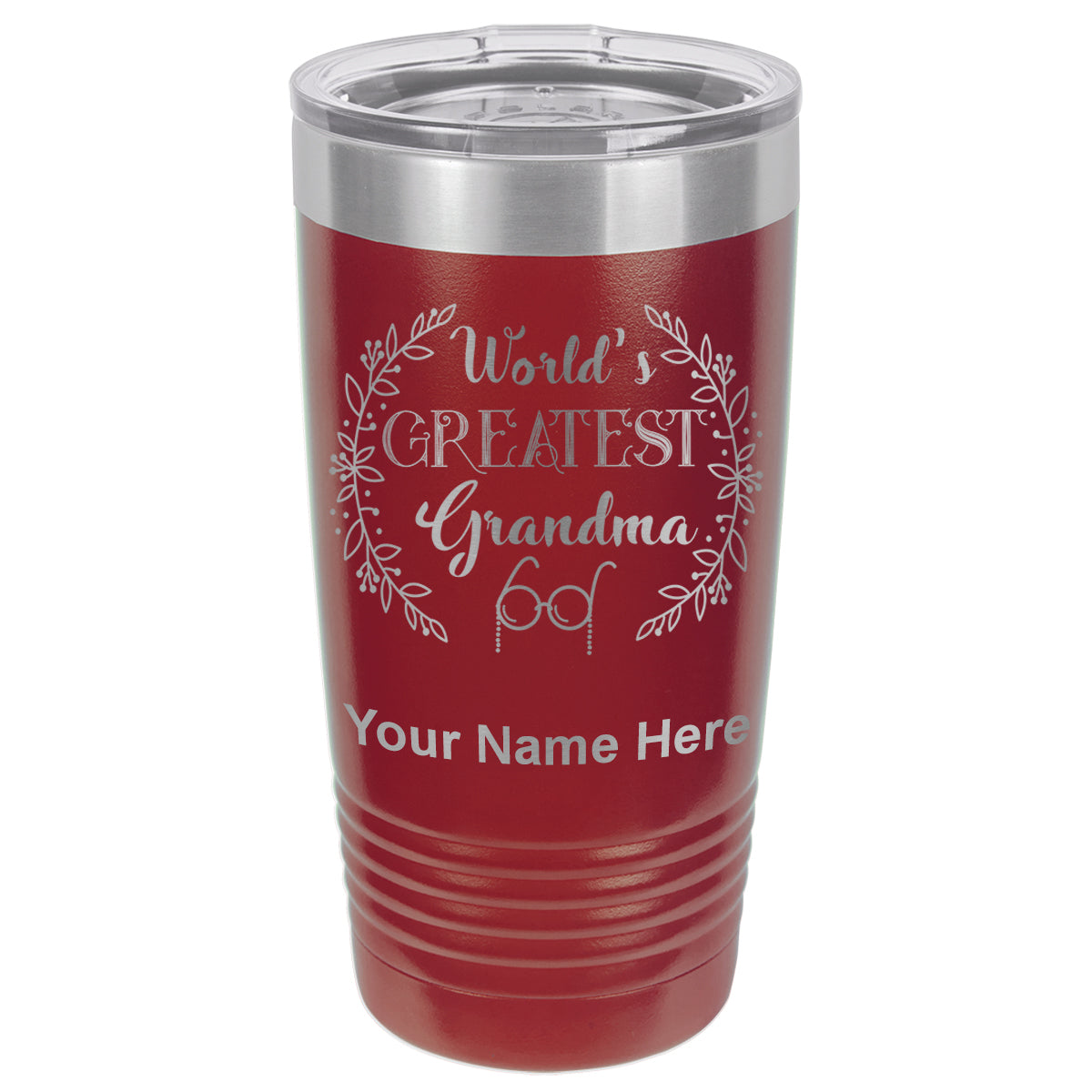 20oz Vacuum Insulated Tumbler Mug, World's Greatest Grandma, Personalized Engraving Included