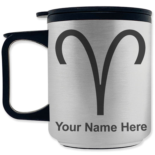 Coffee Travel Mug, Zodiac Sign Aries, Personalized Engraving Included